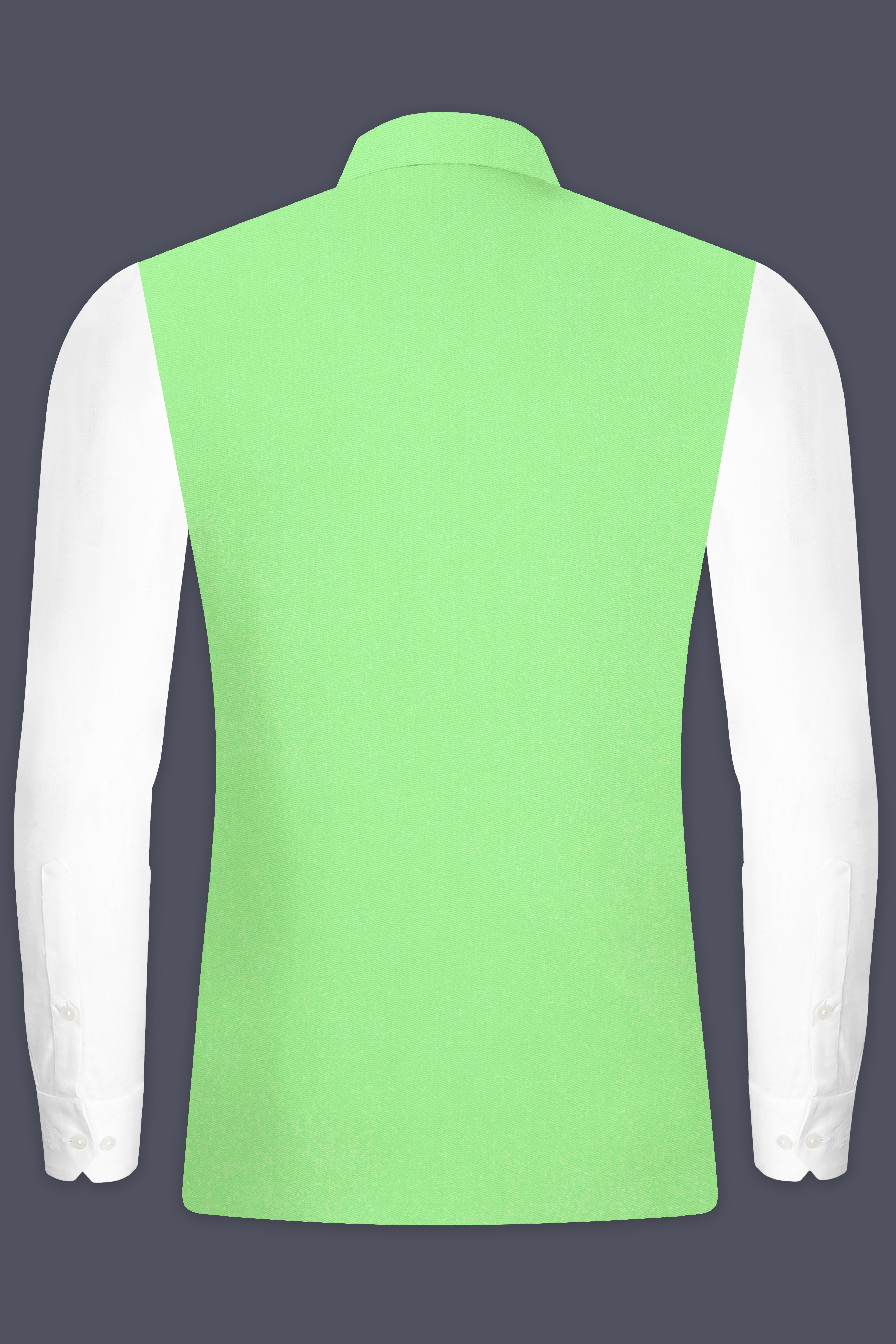 Emerald-Mint Green Solid Wool Rich Slight Stretch Nehru Jacket