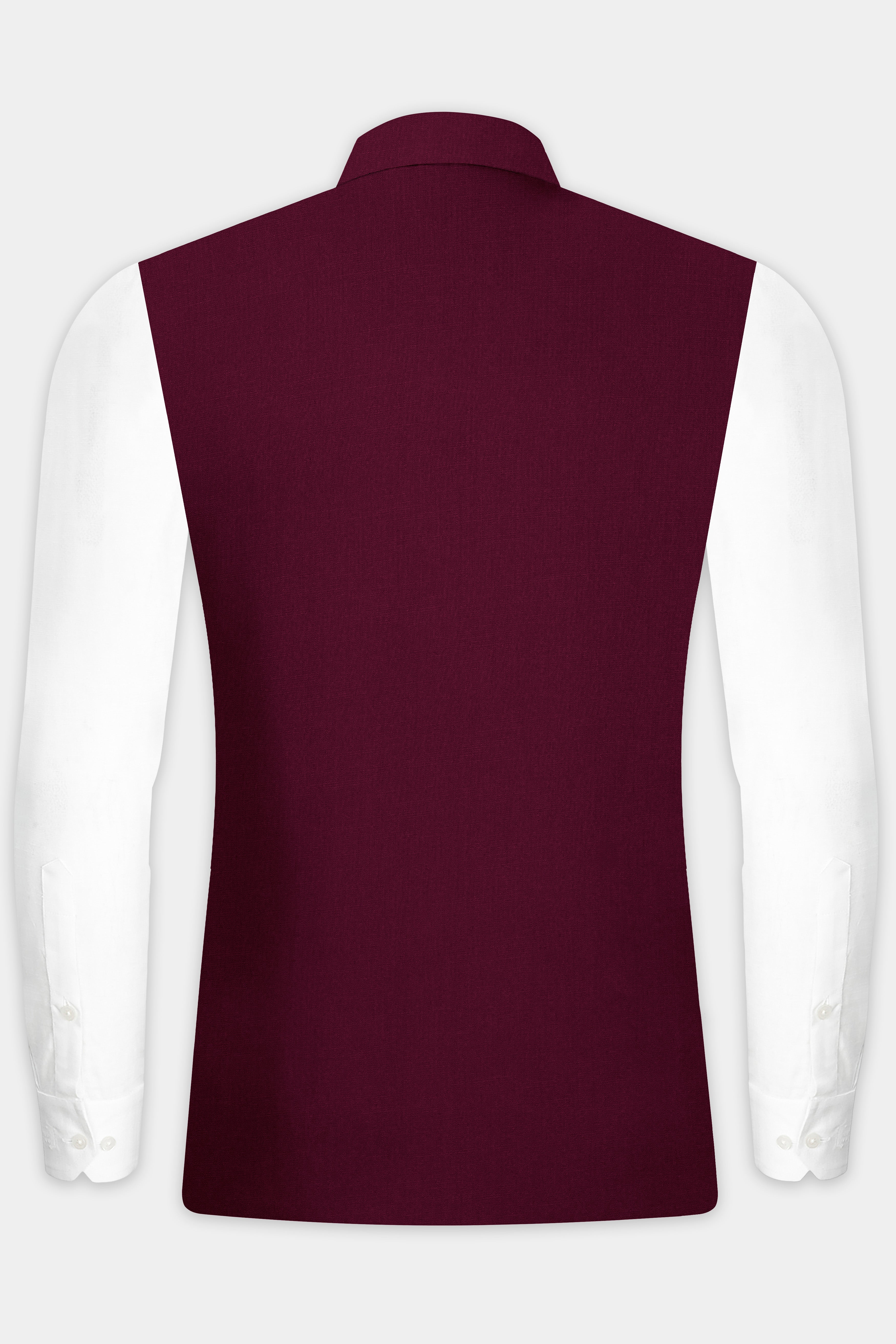 Regal Maroon-Tamarind Solid Wool Rich Slight Stretch Nehru Jacket