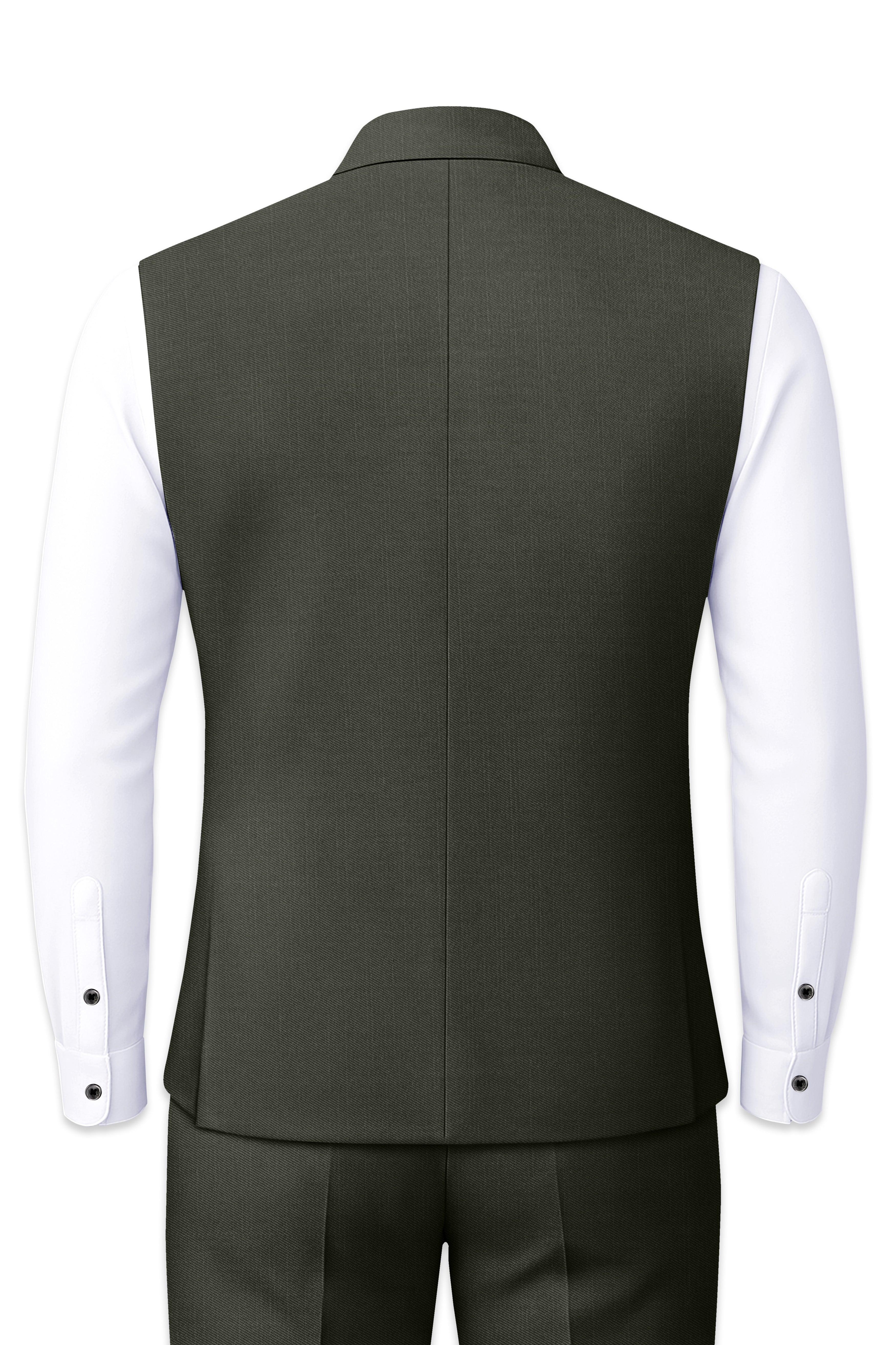 Verdant Majesty-Juniper Green Solid Wool Rich Slight Stretch Nehru Jacket