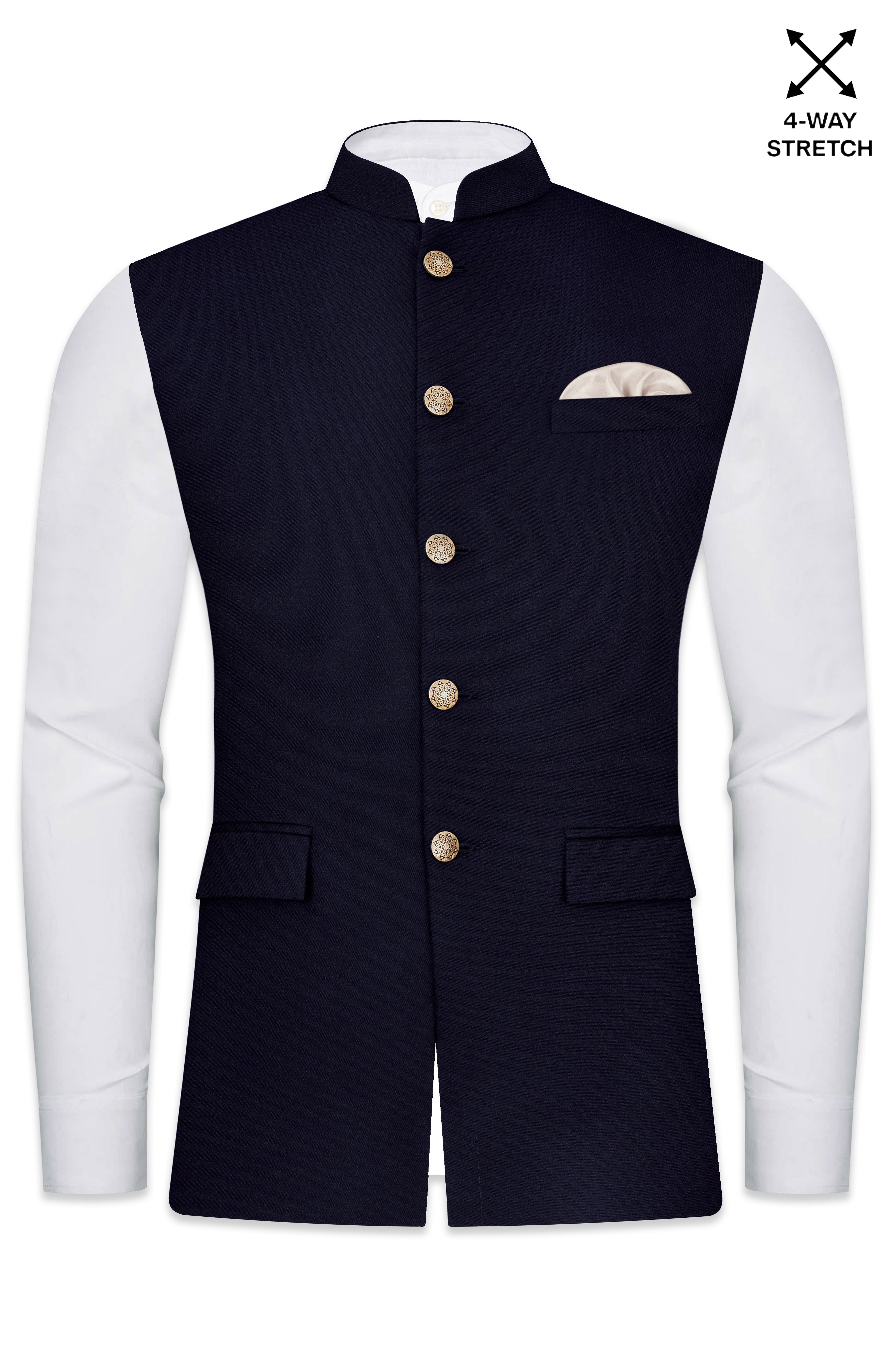 Korean Blue ( The Best Blue We Have ) 4-Way Stretch Nehru Jacket