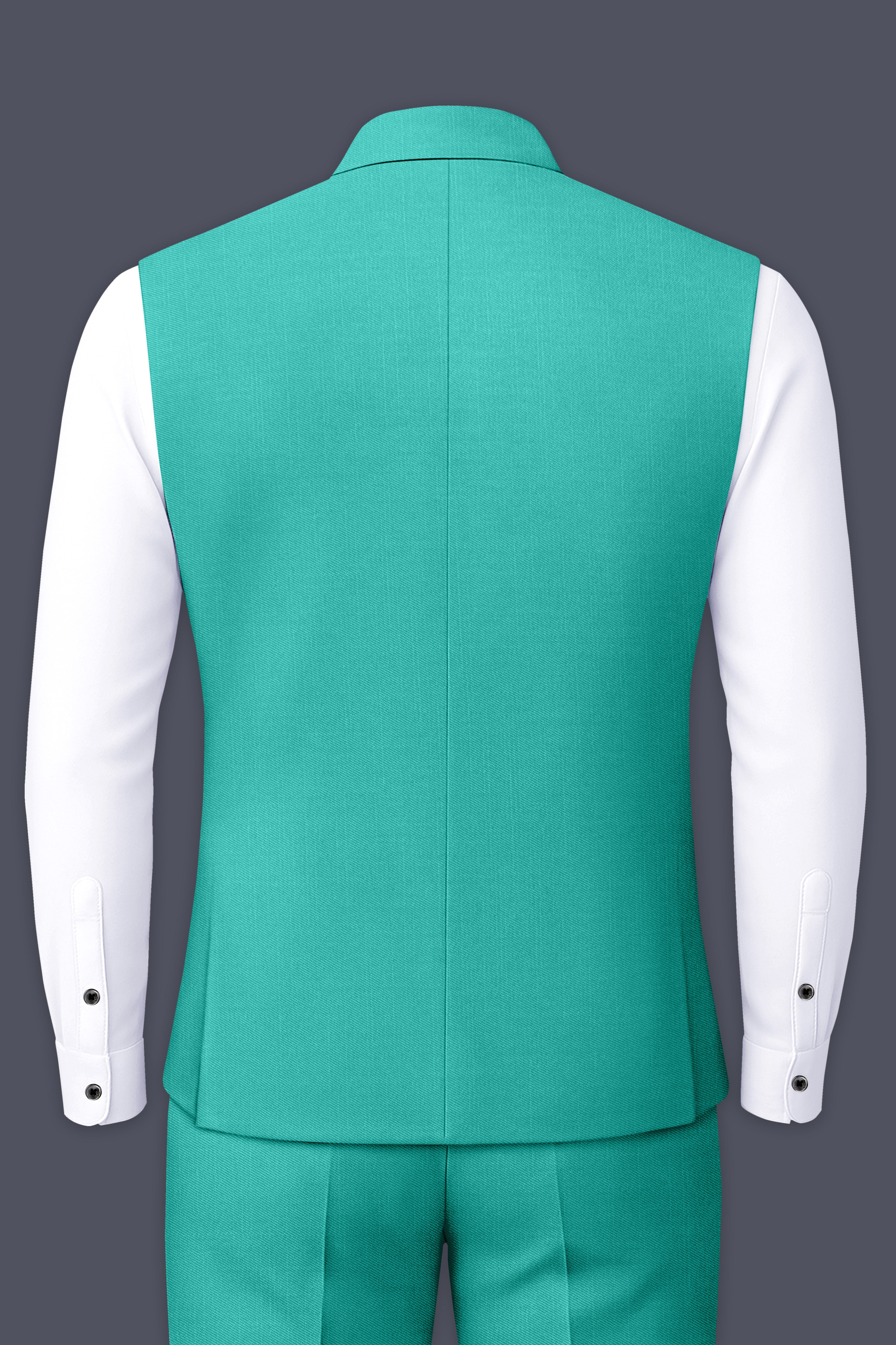 Aegir-Viking Blue Wool Rich Slight Stretch Nehru Jacket