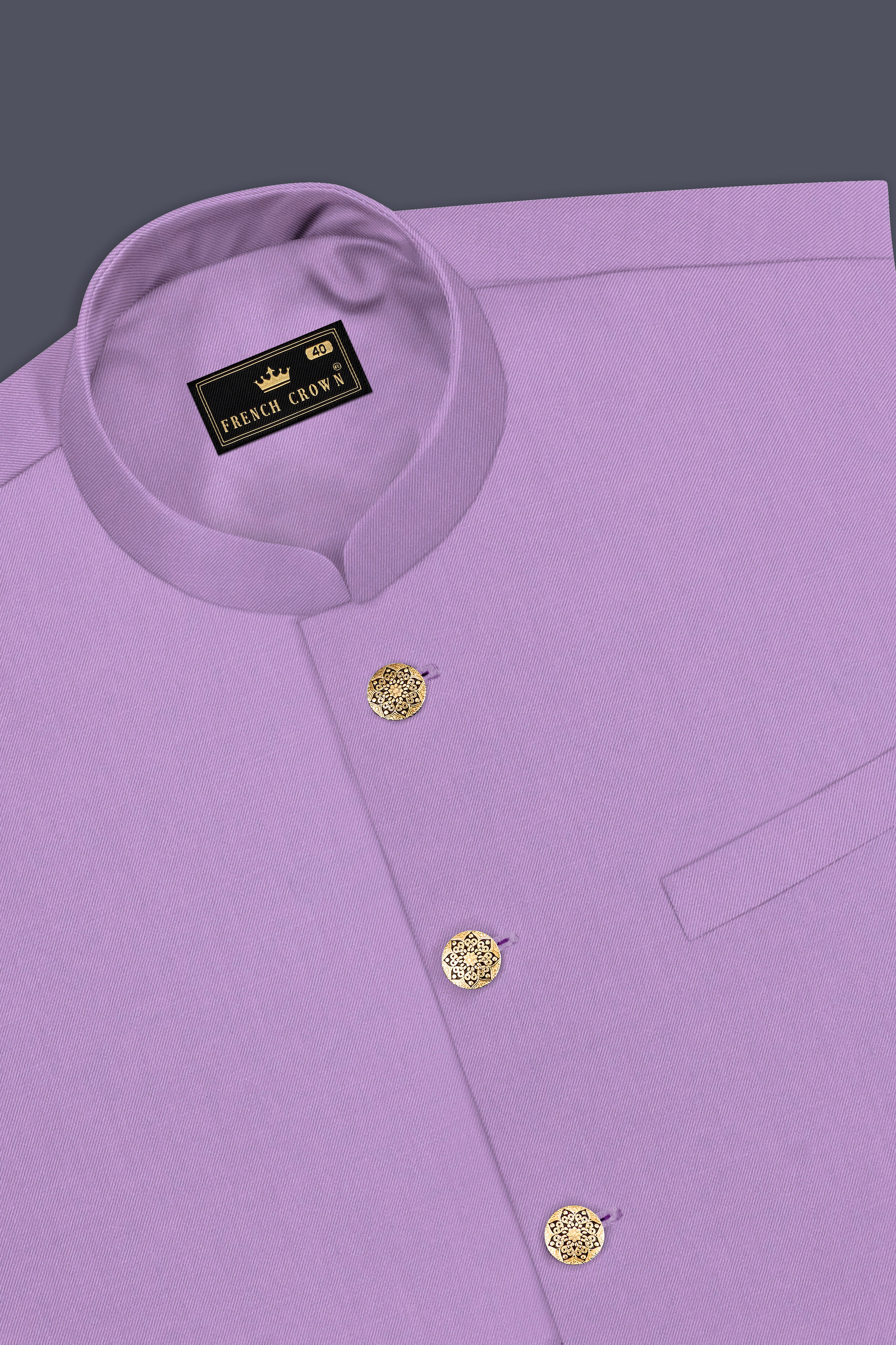 Roylen-Mountbatten Purple Wool Rich Stretchable Nehru Jacket
