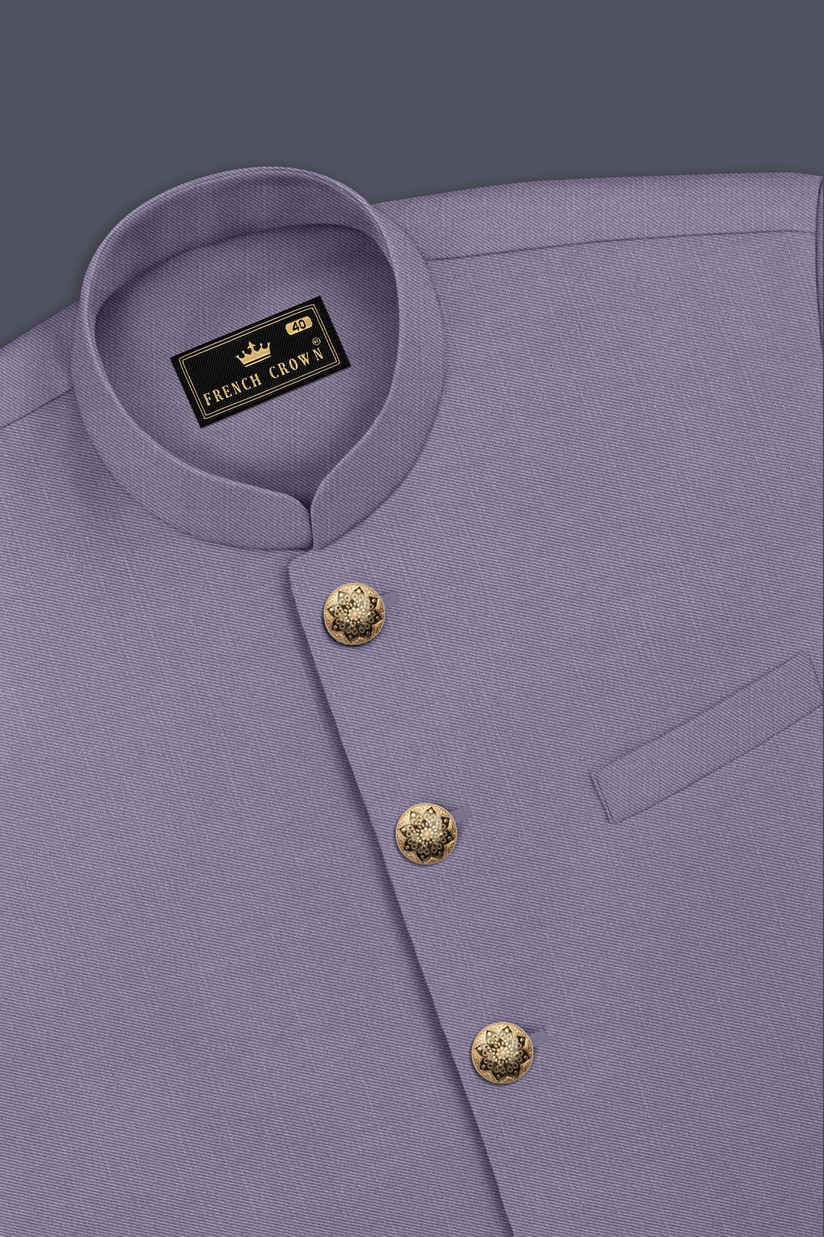 Roylen-Mountbatten Purple Wool Rich Slight Stretch Nehru Jacket