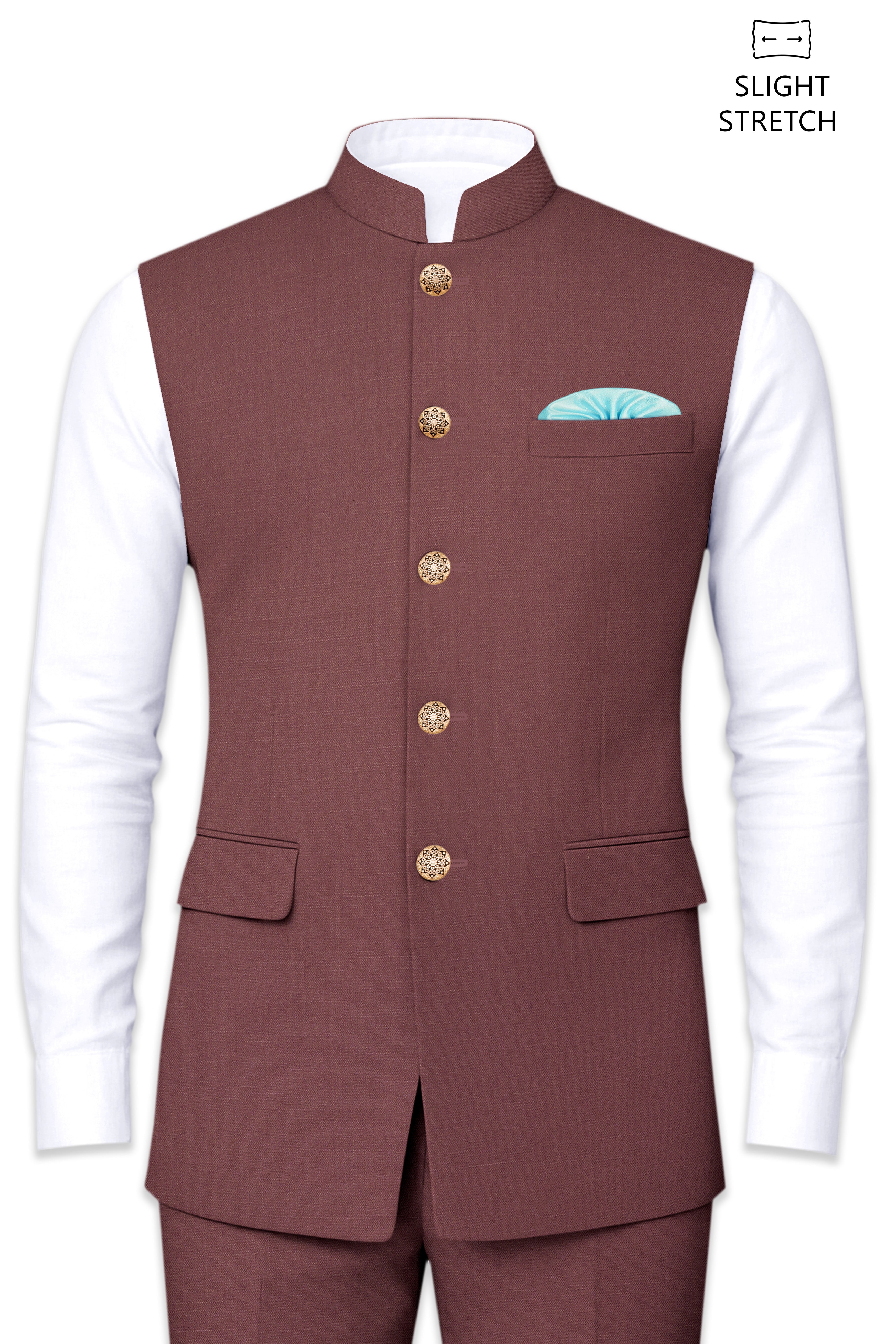 Heritage-Finch Maroon Wool Rich Slight Stretch Nehru Jacket