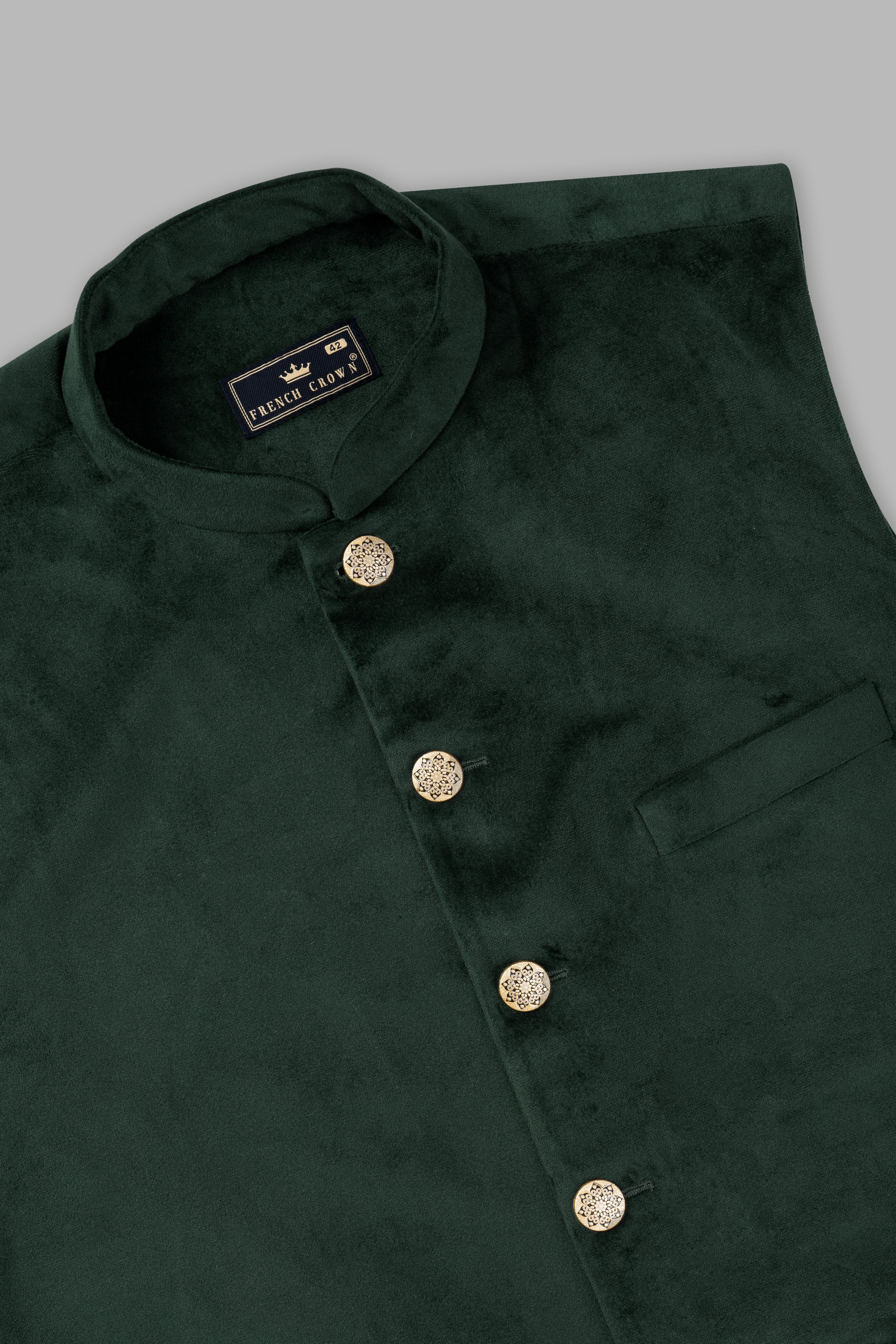 Green Velvet Nehru Jacket