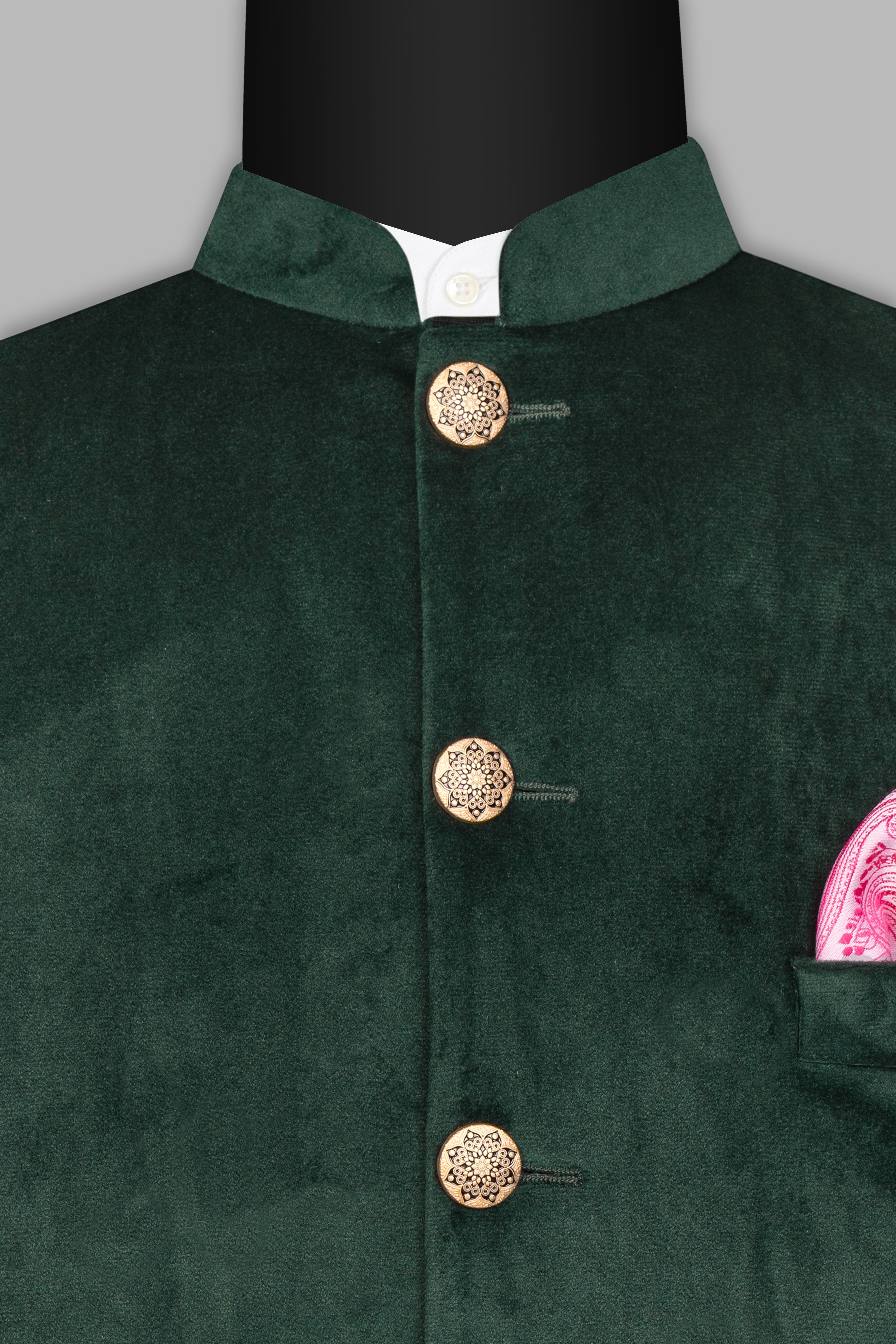 Green Velvet Nehru Jacket