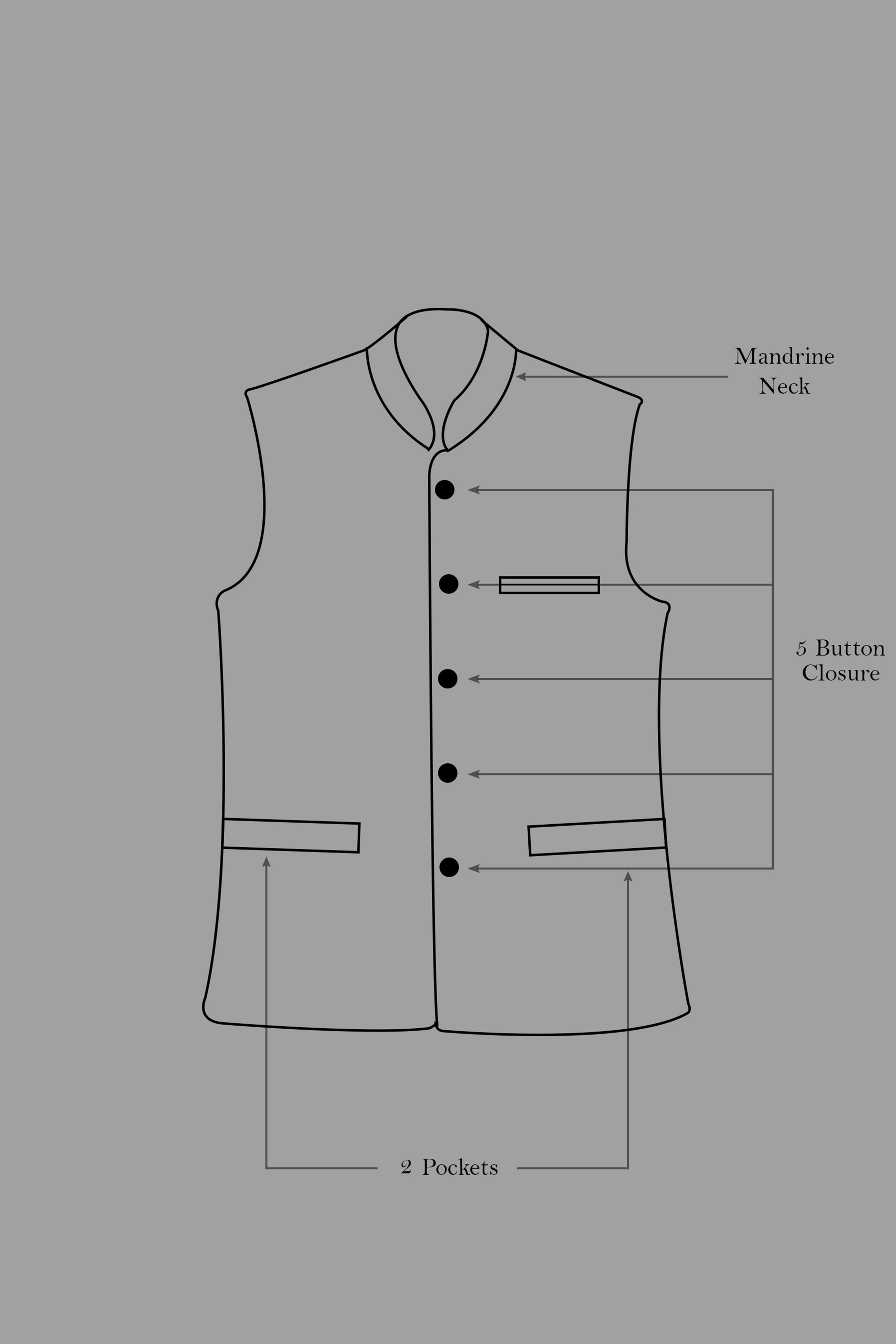 Foggy Brown Paisley Pattern Thread and Sequin Embroidered Designer Viscose Nehru Jacket