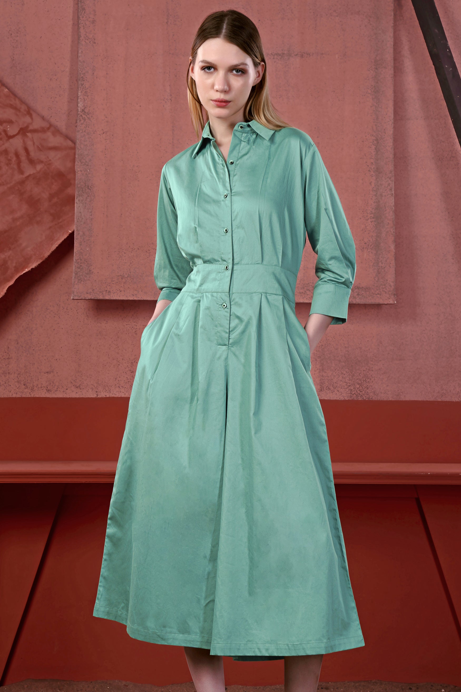 Cascade Green Premium Cotton Dress