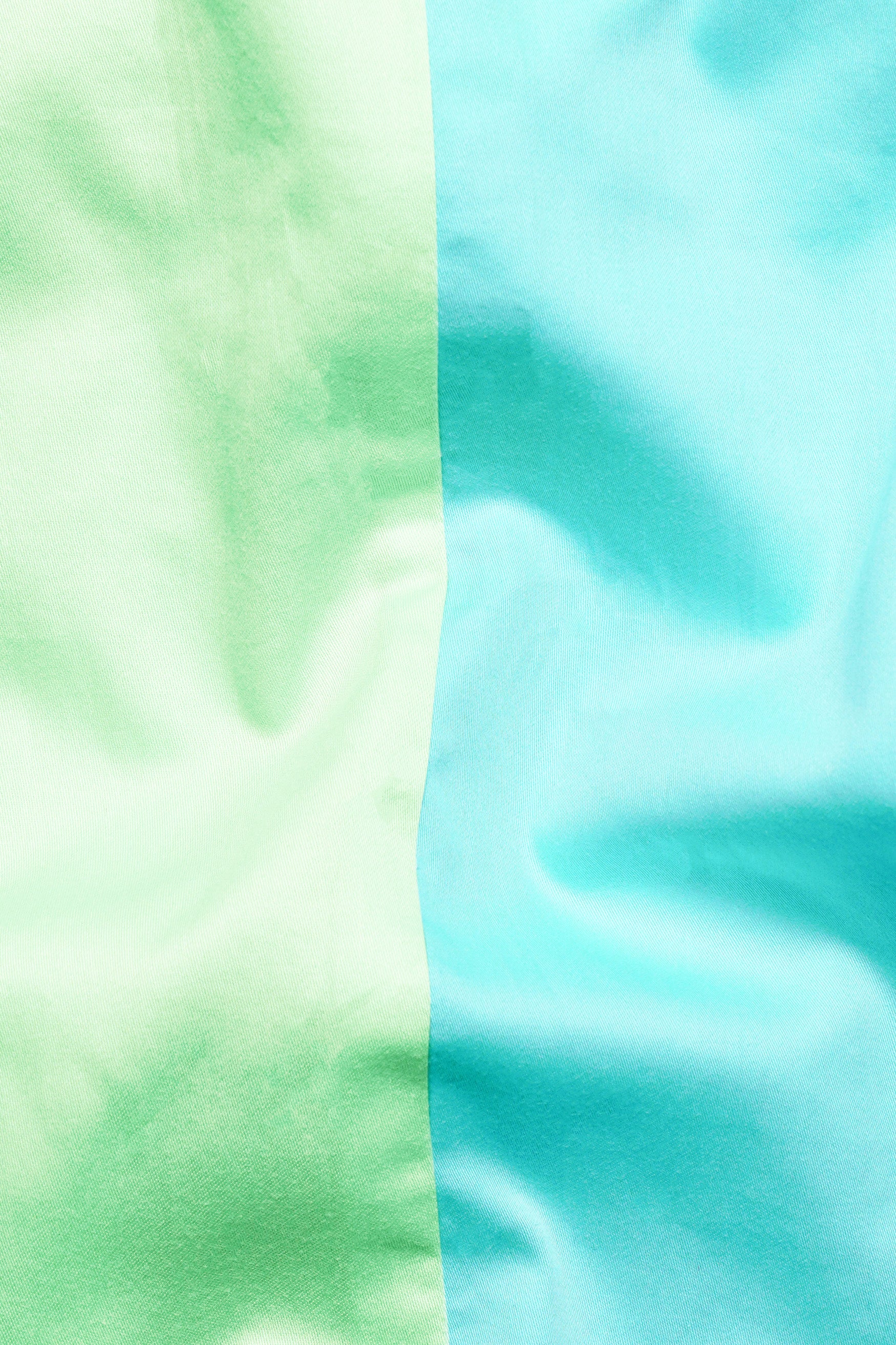 Turquoise Green with Aquamarine Blue and Remy Pink Premium Cotton A Line Short Dress