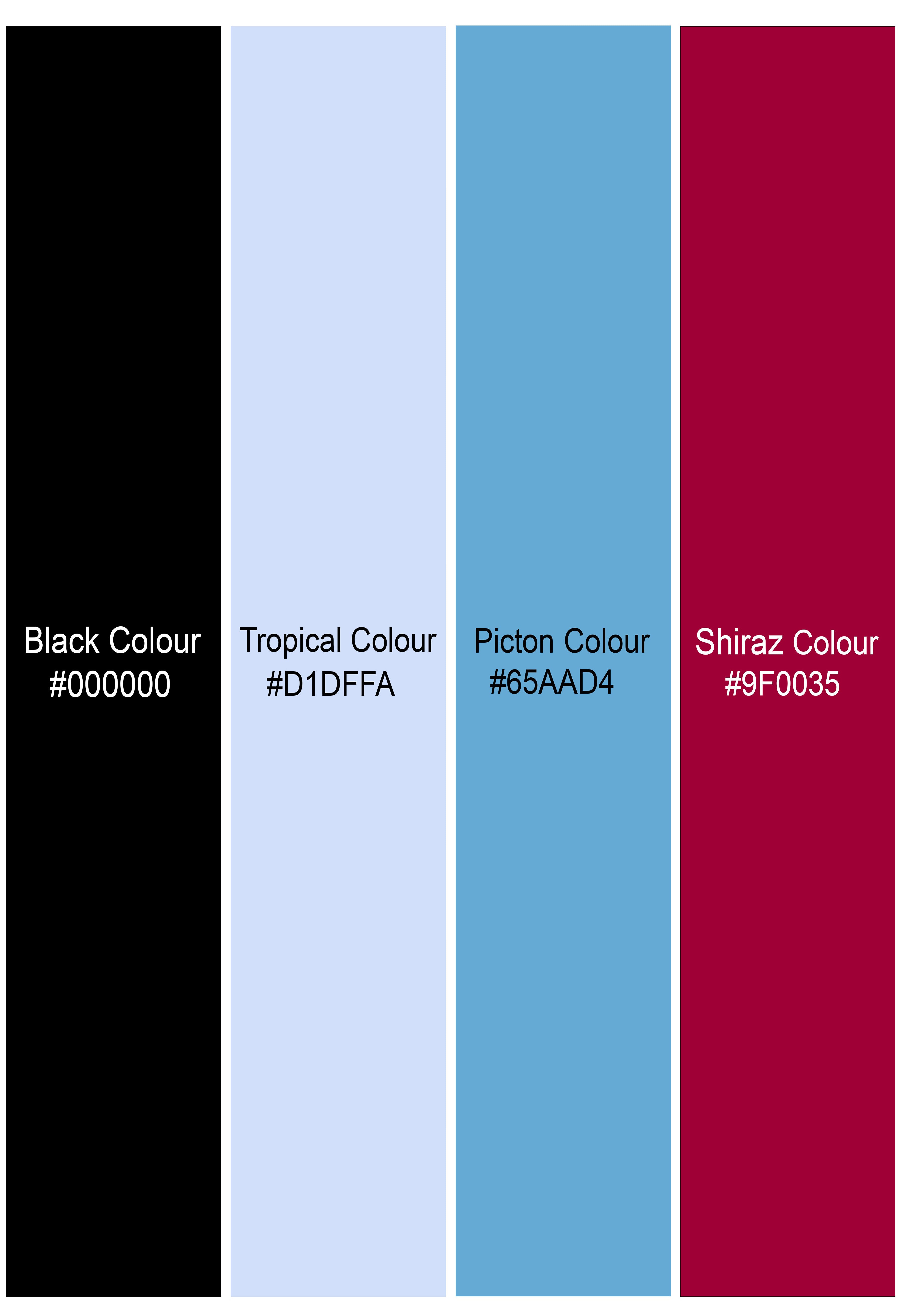 Jade Black with Tropical Blue and Shiraz Red Premium Cotton Maxi Dress