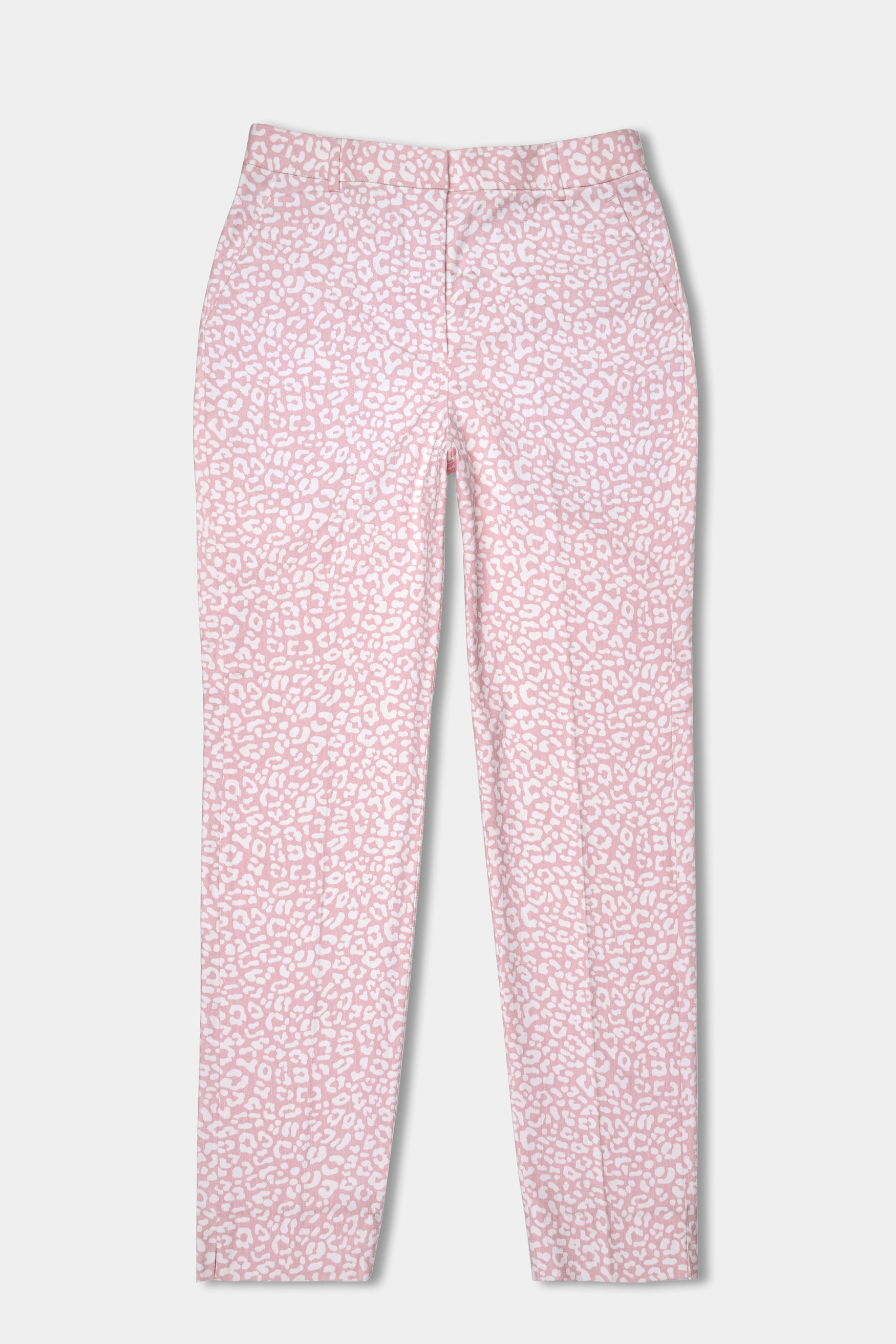 Thistle Pink and Bright White Animal Printed Premium Cotton Women’s Pant