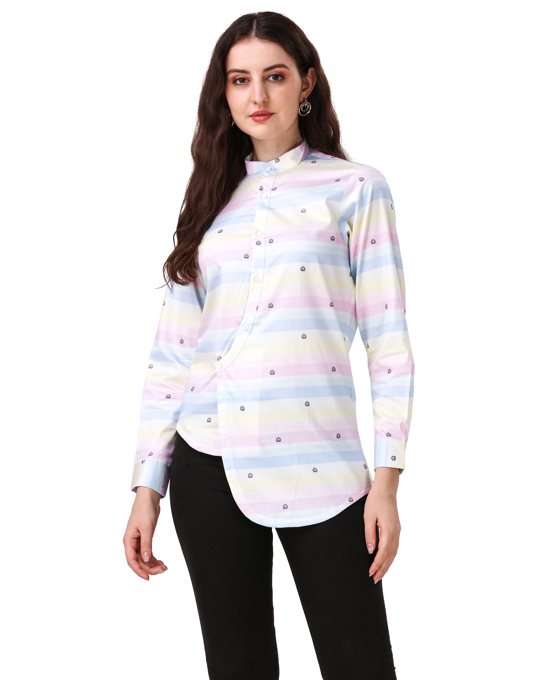 Cherub Pink and Multicolour Printed Super Soft Premium Cotton Women’s Shirt
