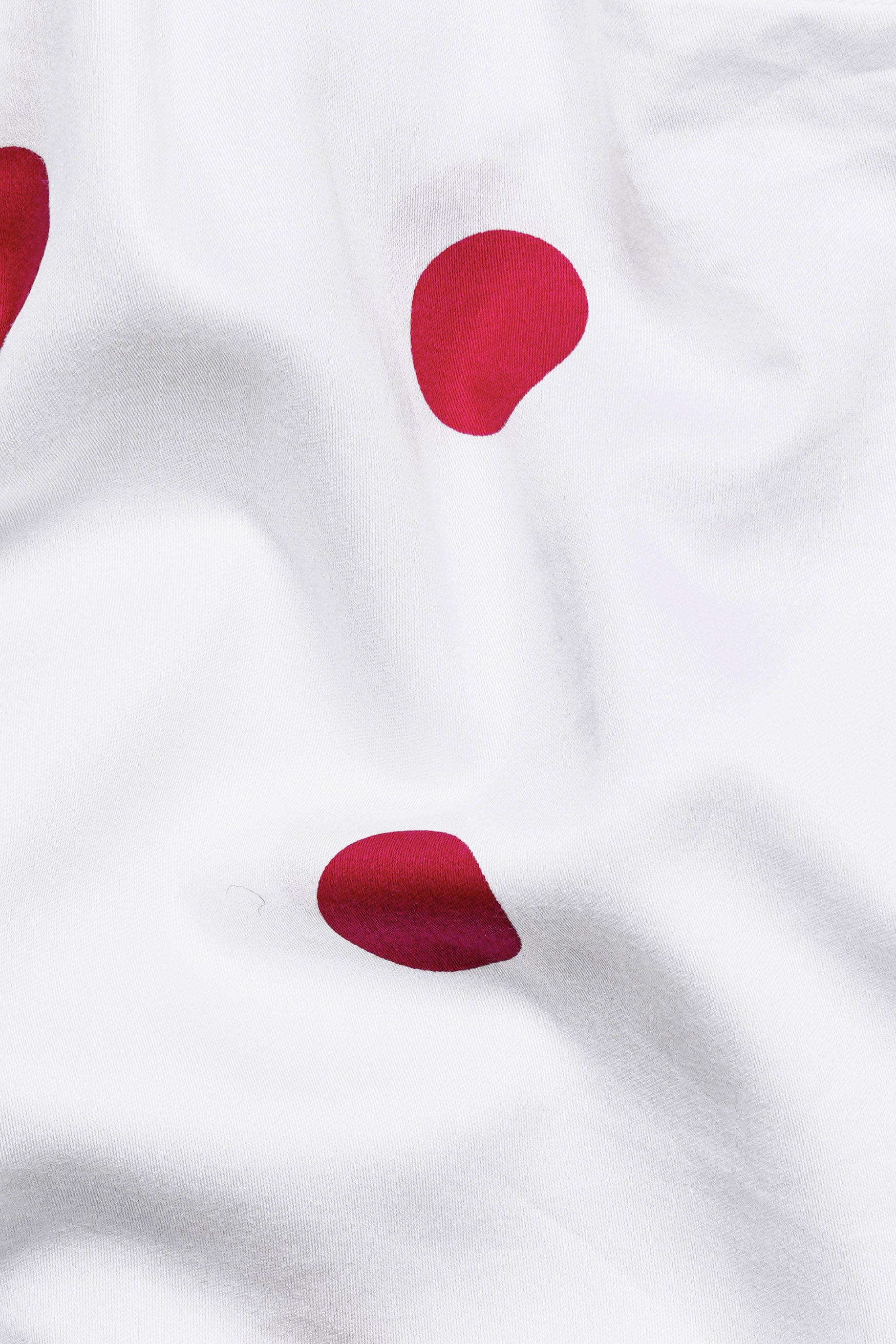 Bright White with Monza Red Polka Dotted Premium Cotton Crop Shirt