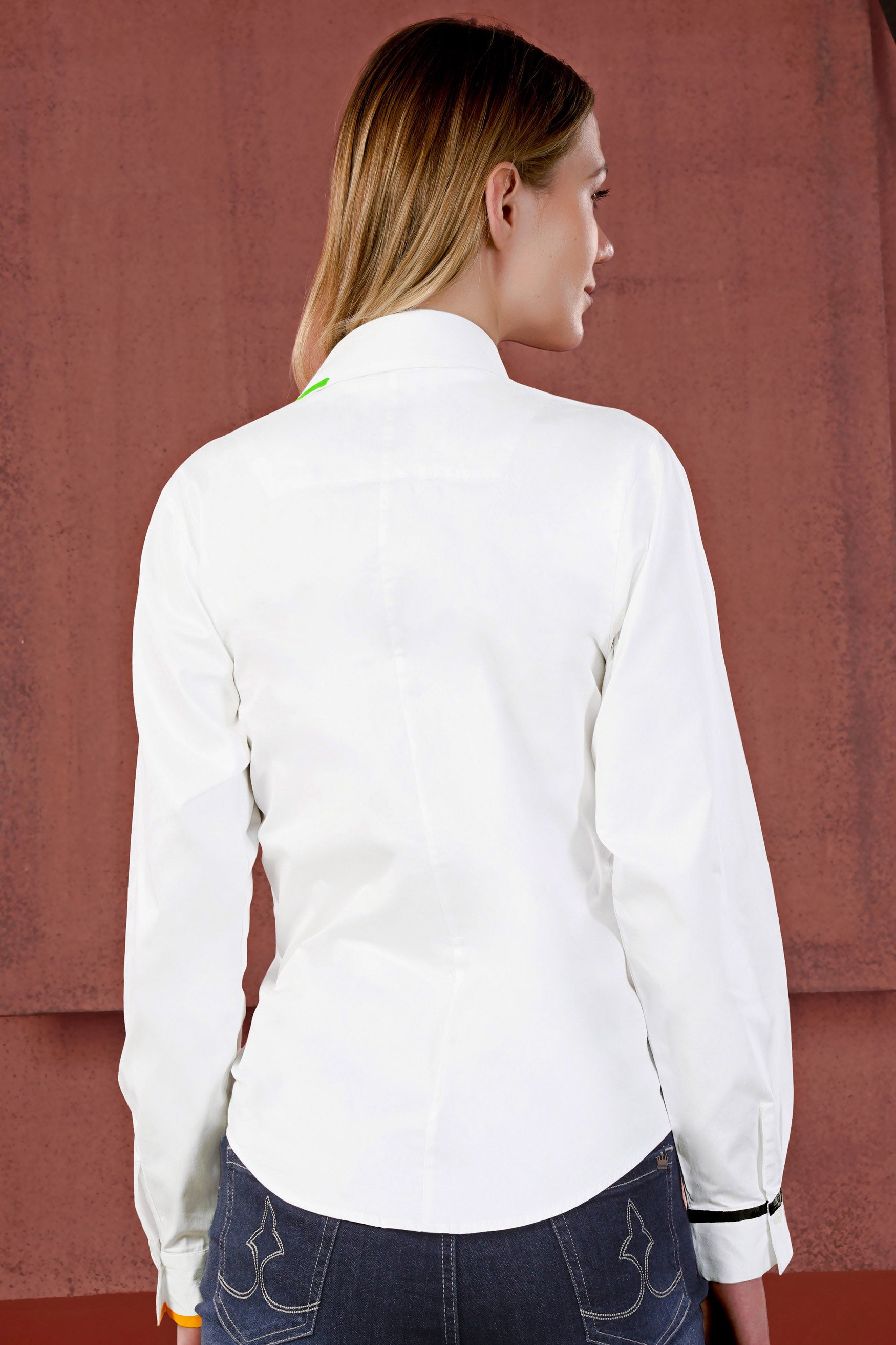 Bright White Multicolour Hand Painted Premium Cotton Designer Shirt
