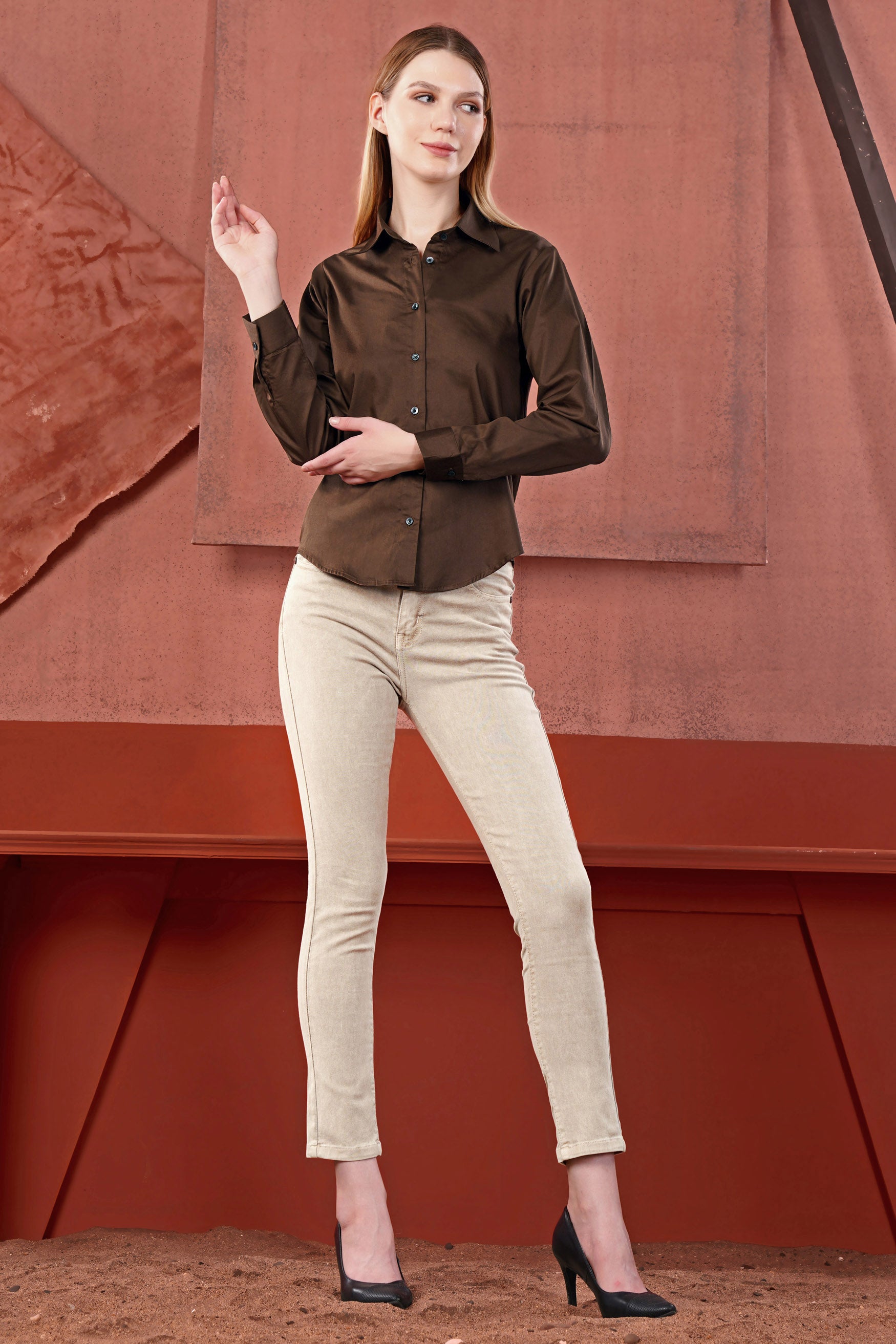 Iroko Brown Premium Cotton Shirt