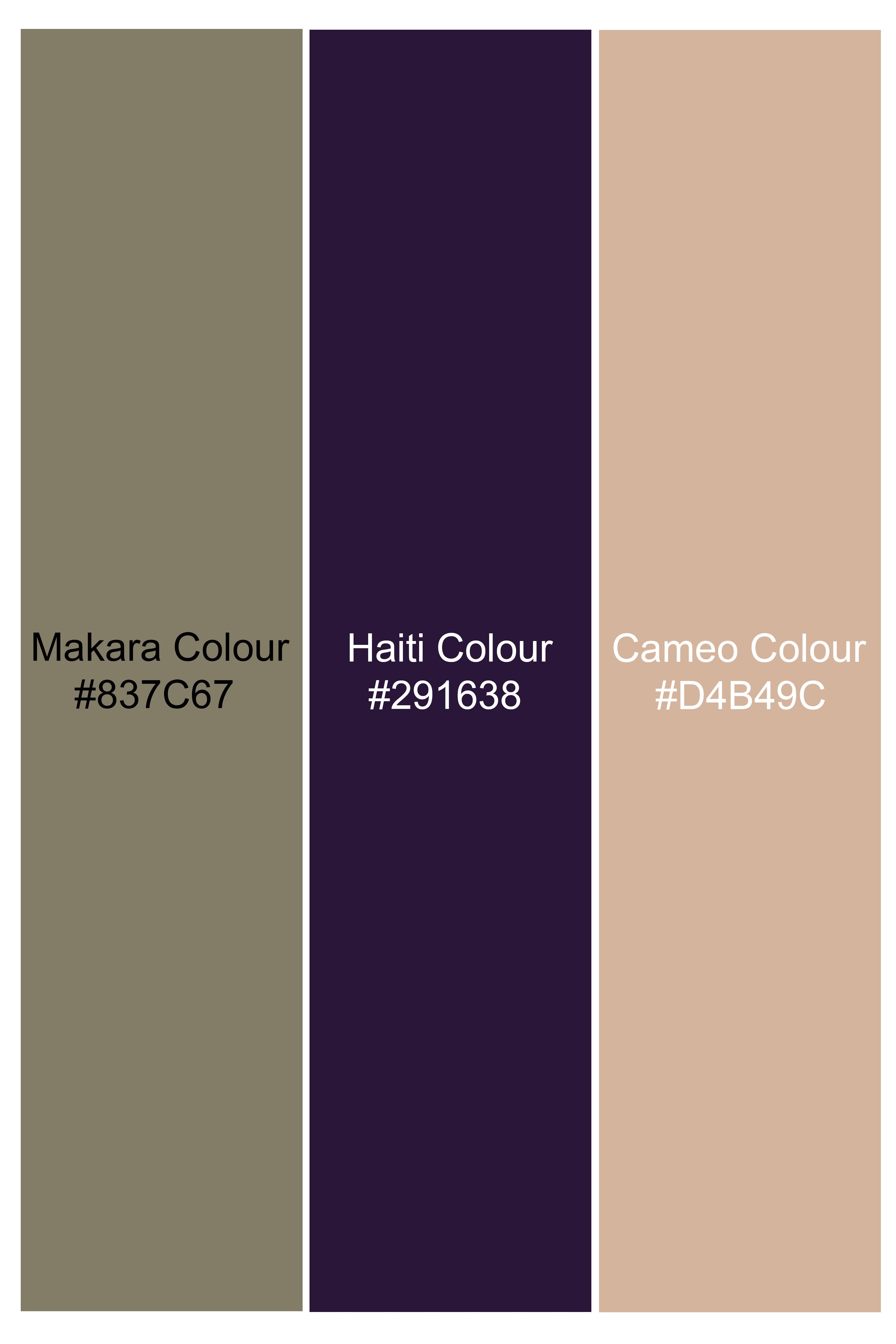 Makara Brown and Haiti Blue Abstract Printed Premium Cotton Shirt