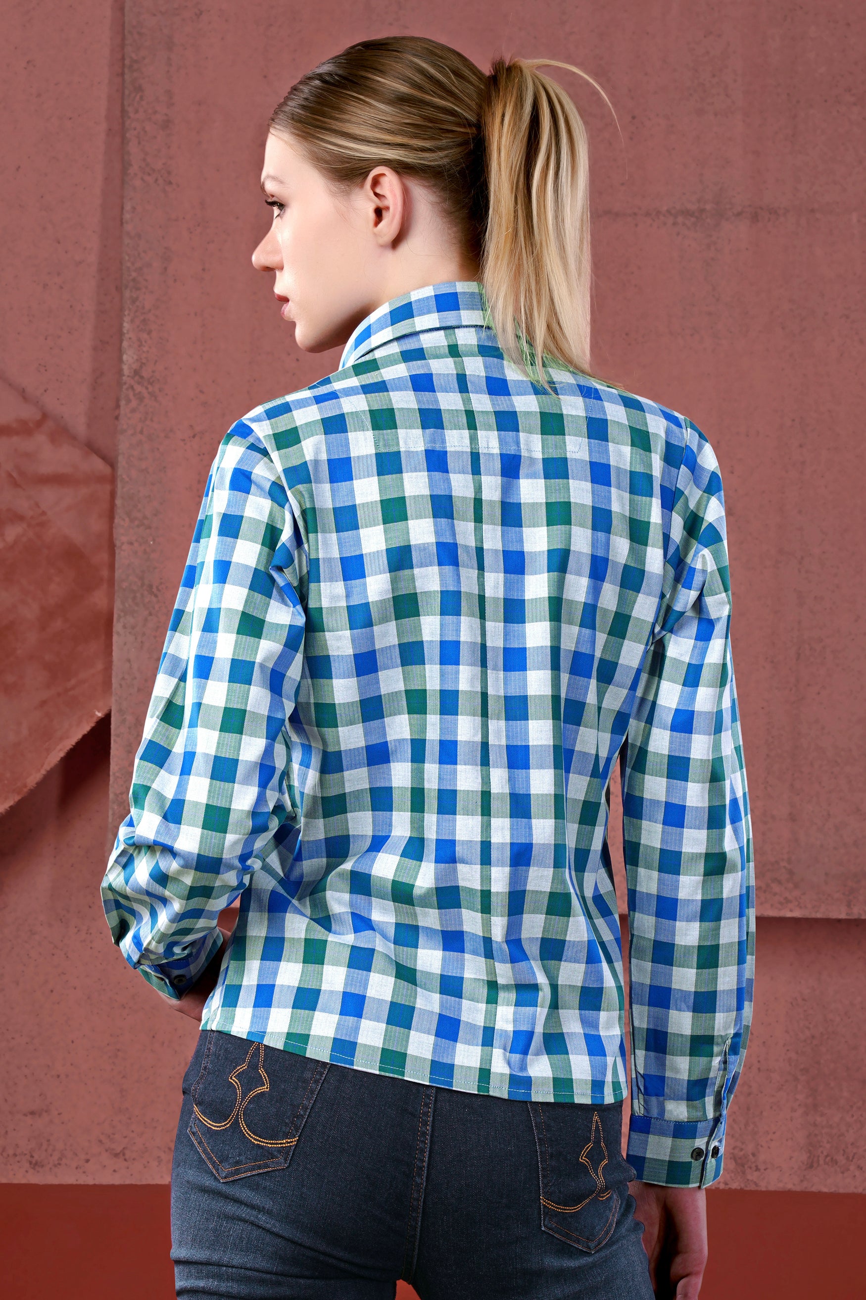 Mackerel Blue and Solitude Gray Checkered Herringbone Shirt