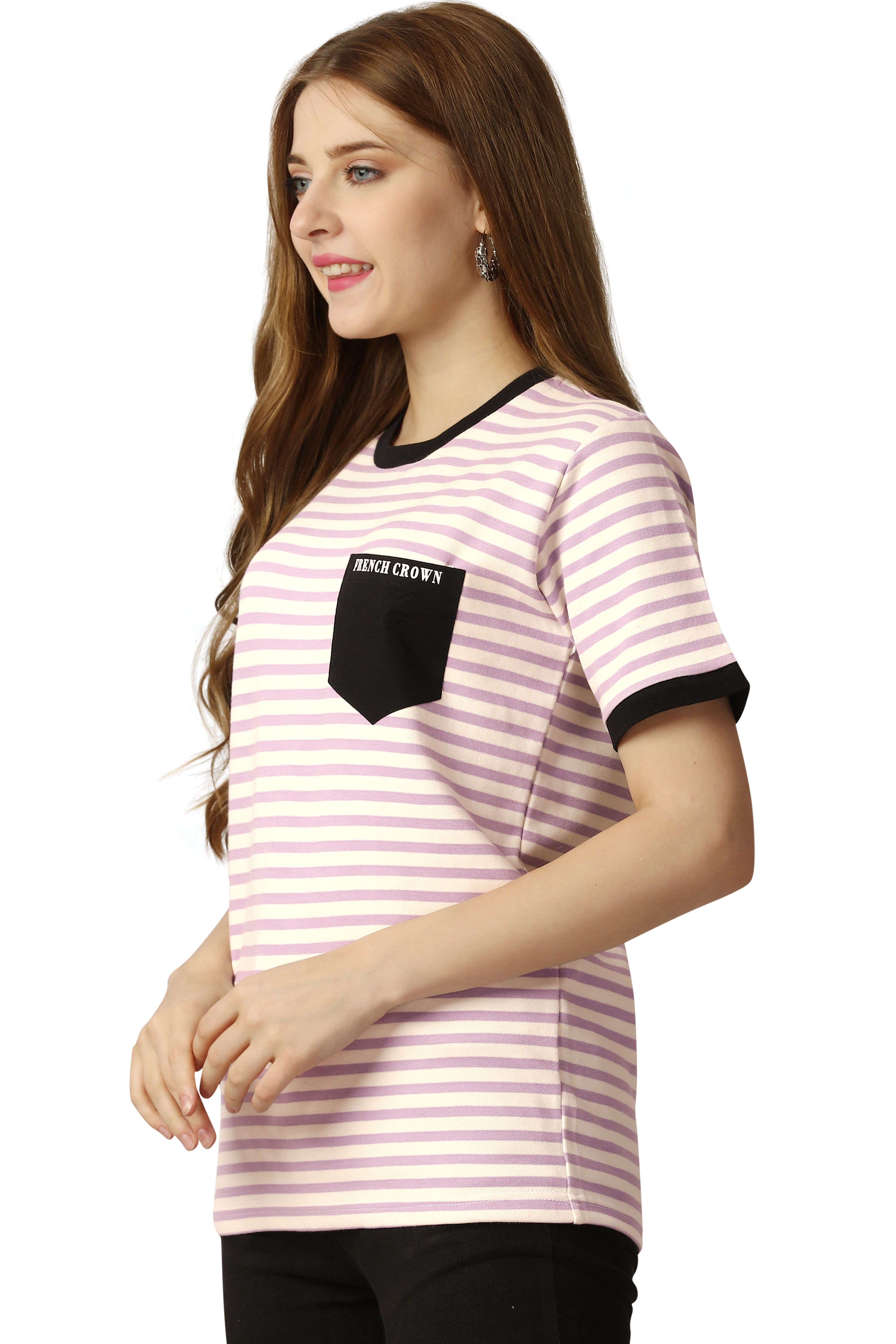 Cosmos Peach with Cavern Pink Striped Jersey T-shirt