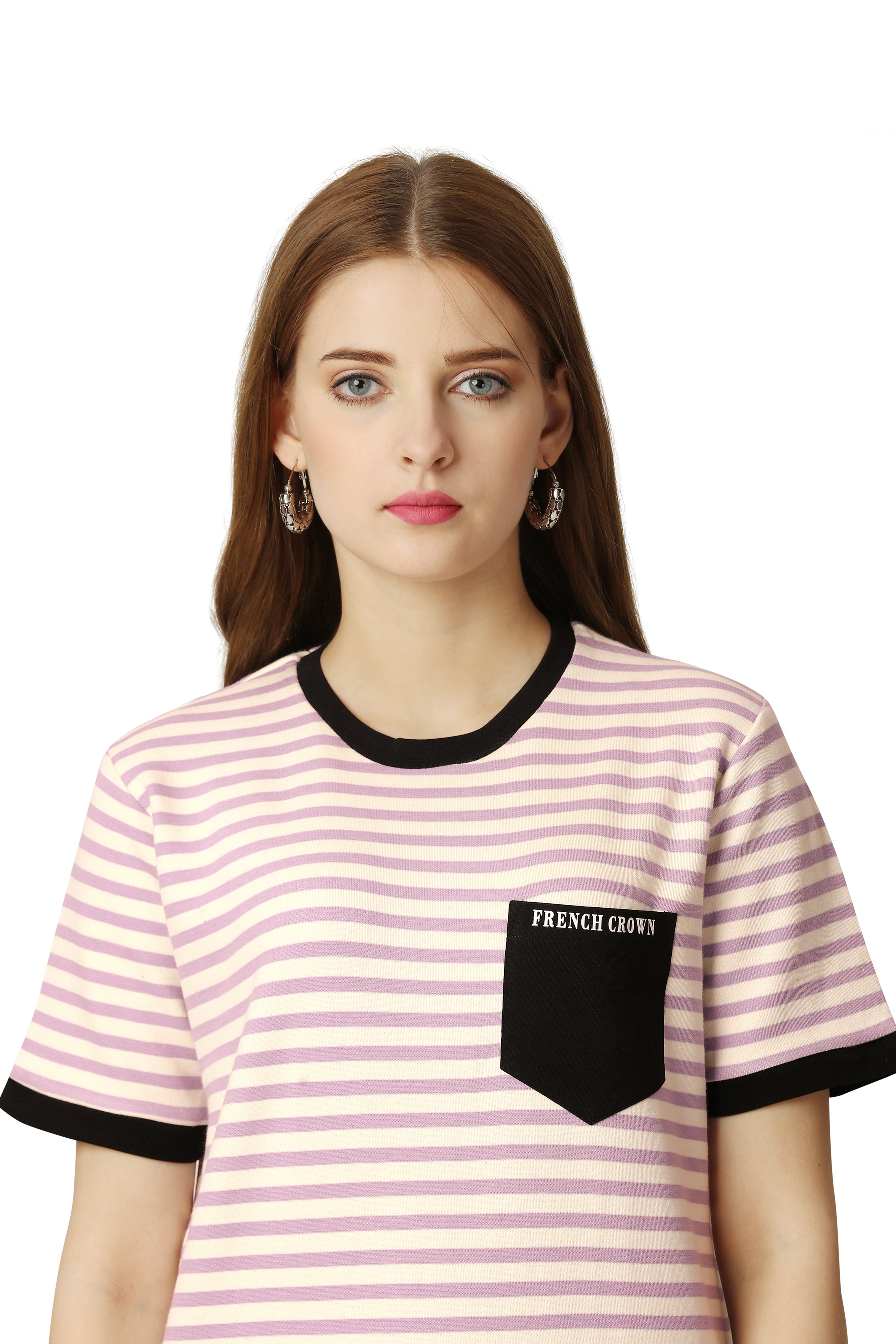 Cosmos Peach with Cavern Pink Striped Jersey T-shirt