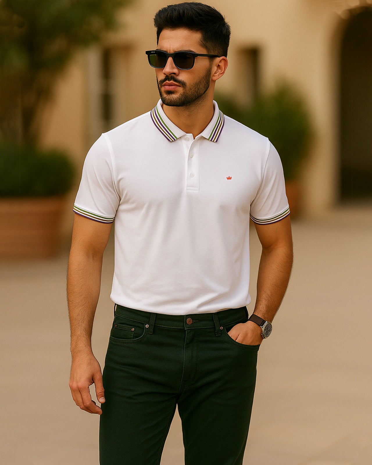 Alvoro-Bright White Super Soft Premium Cotton Pique Polo