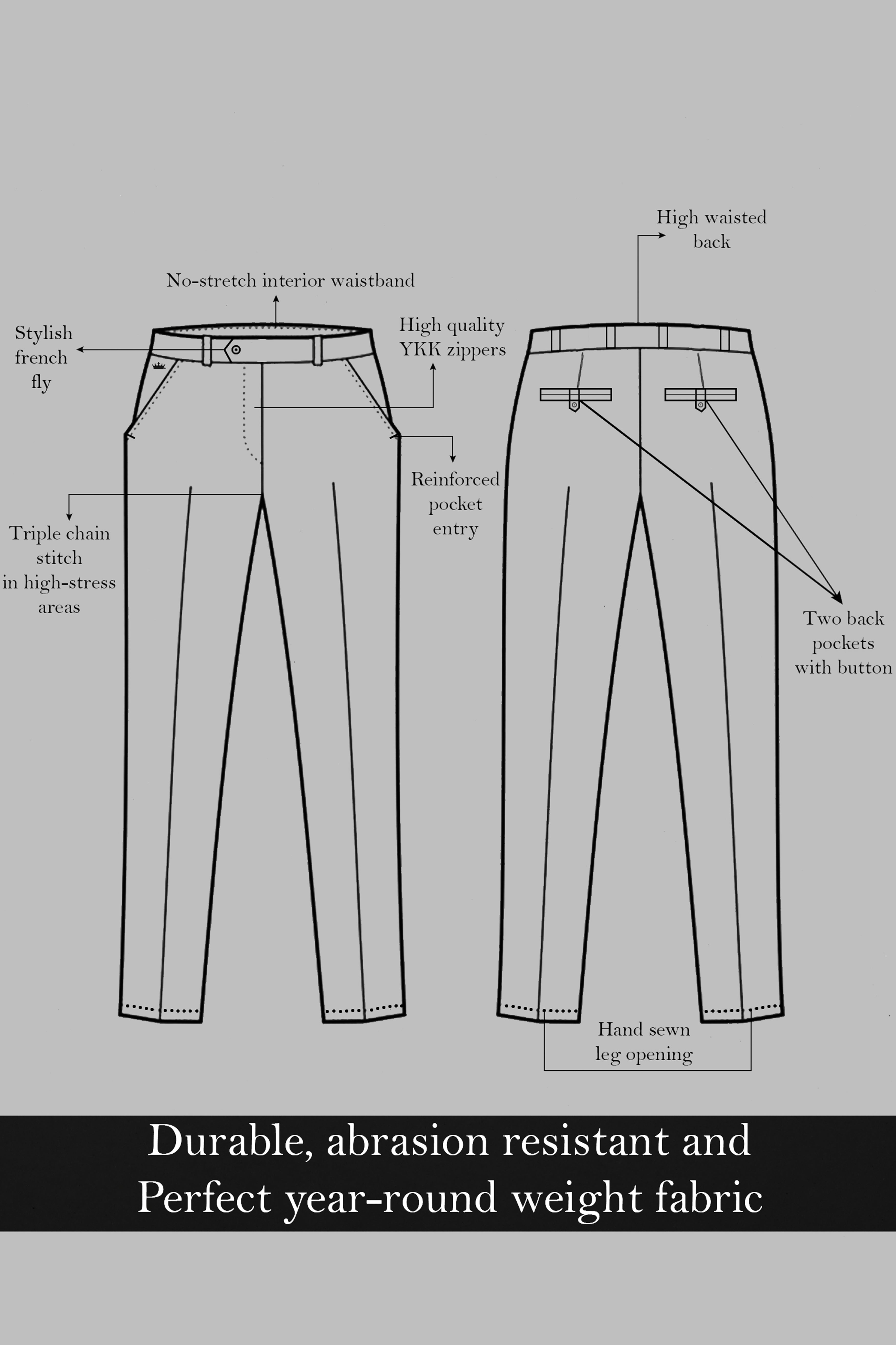 Merlot-Wine Berry Solid Wool Rich Stretchable Waistband Pant