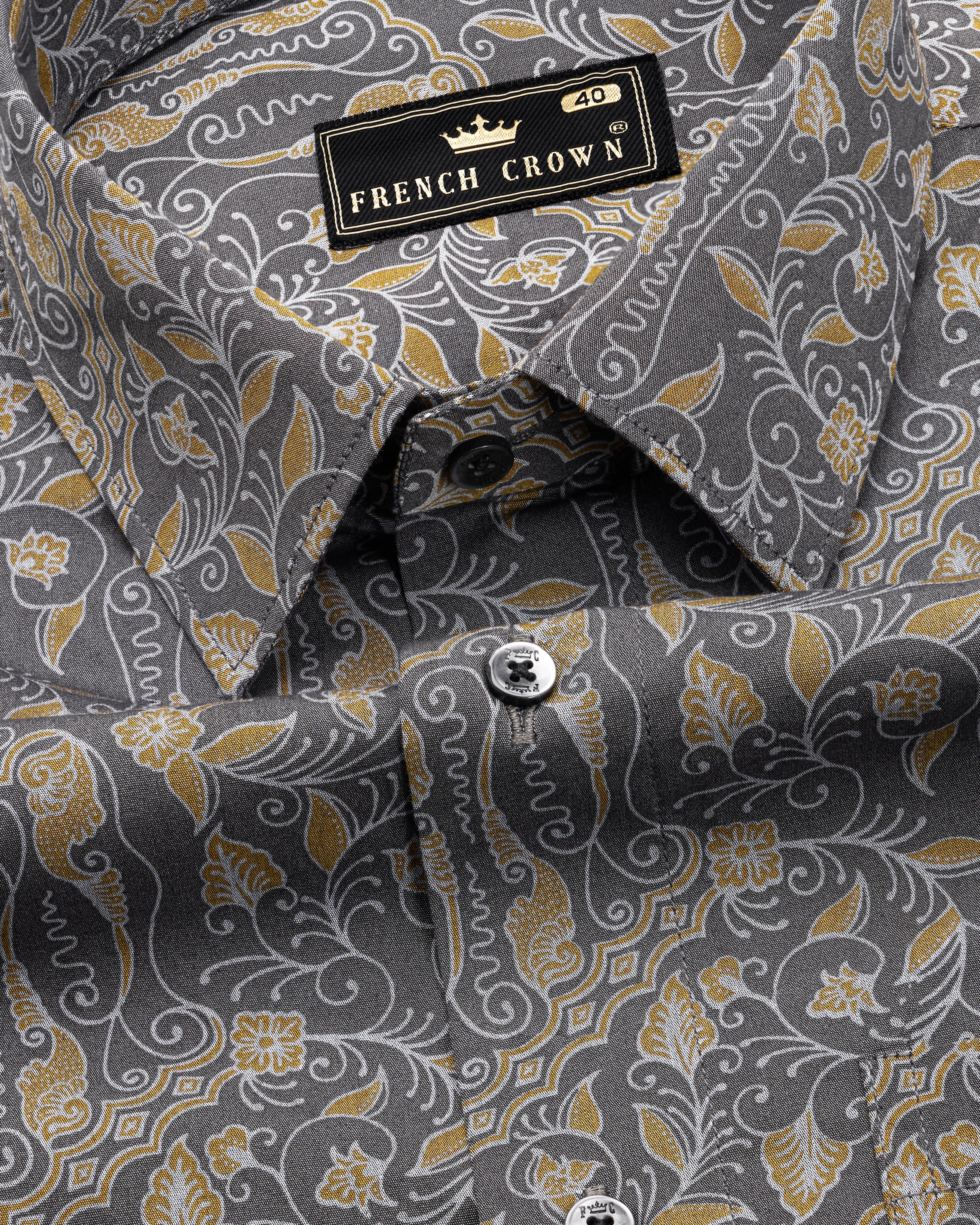 Iridium Gray and Himalaya Brown Printed Premium Cotton Shirt 10012-BLK-38, 10012-BLK-H-38, 10012-BLK-39, 10012-BLK-H-39, 10012-BLK-40, 10012-BLK-H-40, 10012-BLK-42, 10012-BLK-H-42, 10012-BLK-44, 10012-BLK-H-44, 10012-BLK-46, 10012-BLK-H-46, 10012-BLK-48, 10012-BLK-H-48, 10012-BLK-50, 10012-BLK-H-50, 10012-BLK-52, 10012-BLK-H-52