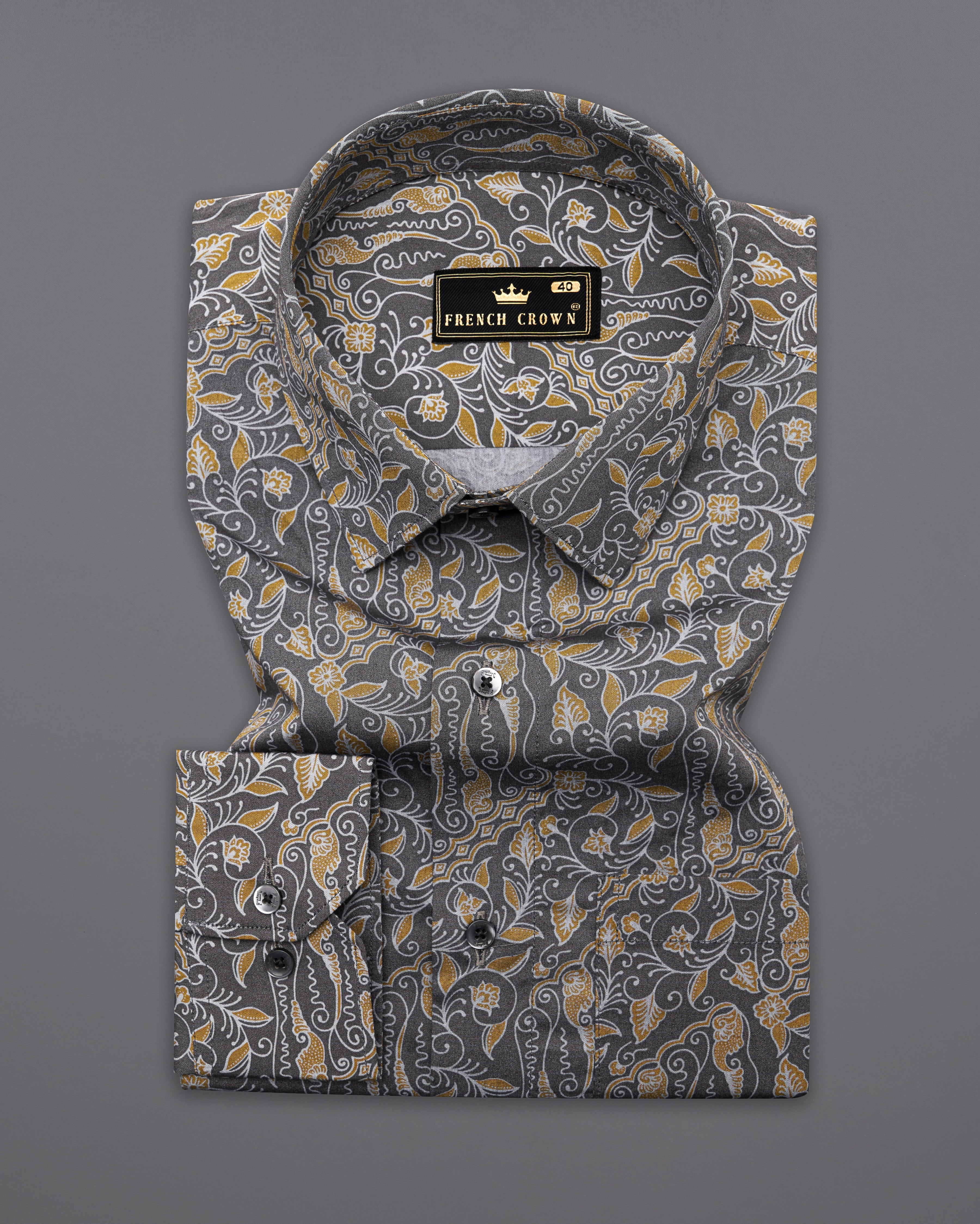 Iridium Gray and Himalaya Brown Printed Premium Cotton Shirt 10012-BLK-38, 10012-BLK-H-38, 10012-BLK-39, 10012-BLK-H-39, 10012-BLK-40, 10012-BLK-H-40, 10012-BLK-42, 10012-BLK-H-42, 10012-BLK-44, 10012-BLK-H-44, 10012-BLK-46, 10012-BLK-H-46, 10012-BLK-48, 10012-BLK-H-48, 10012-BLK-50, 10012-BLK-H-50, 10012-BLK-52, 10012-BLK-H-52