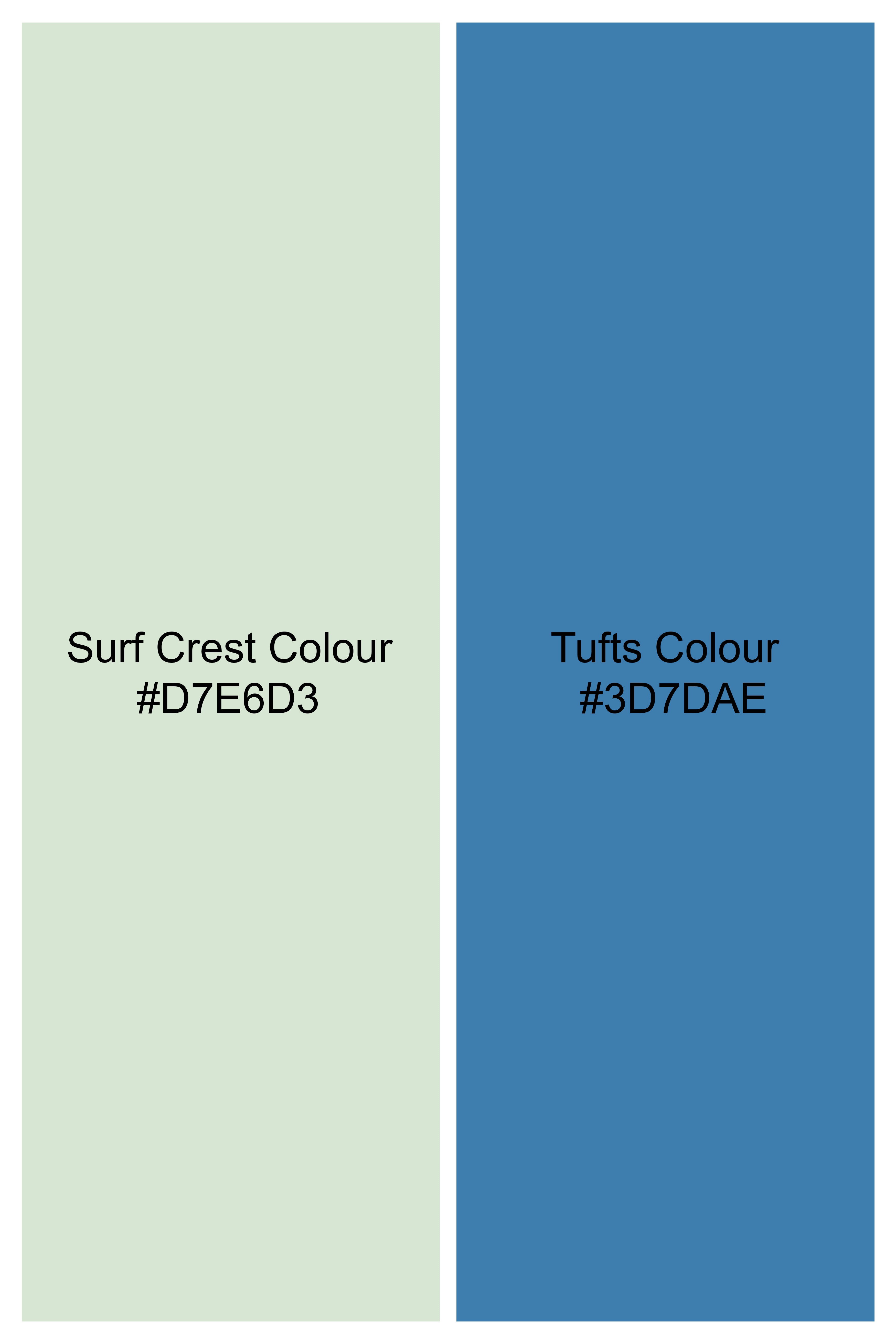 Surf Crest Green with Tufts Blue Windowpane Dobby Textured Premium Giza Cotton Shirt