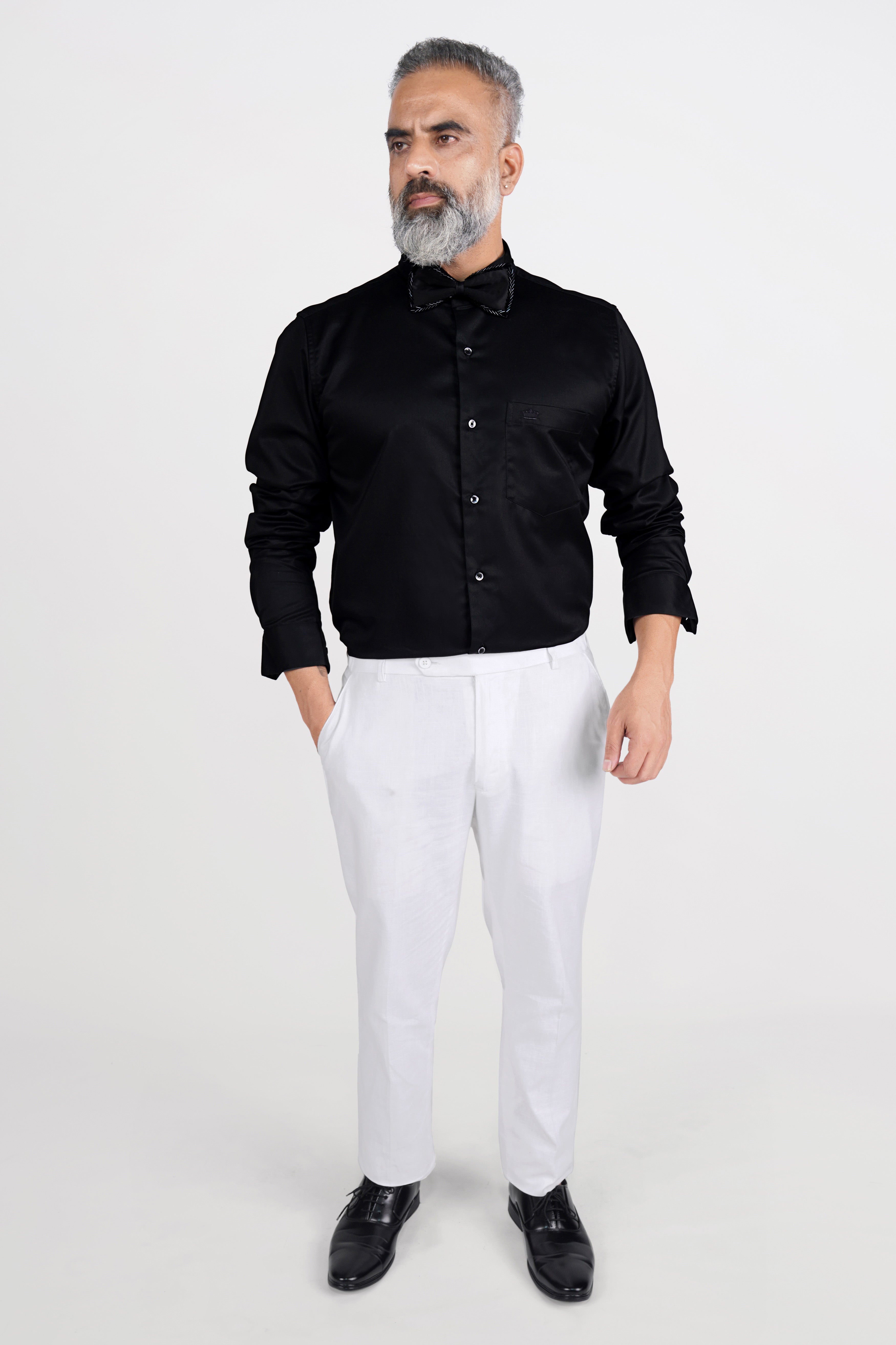 Jade Black Wing Collar Twill Premium Cotton Designer shirt