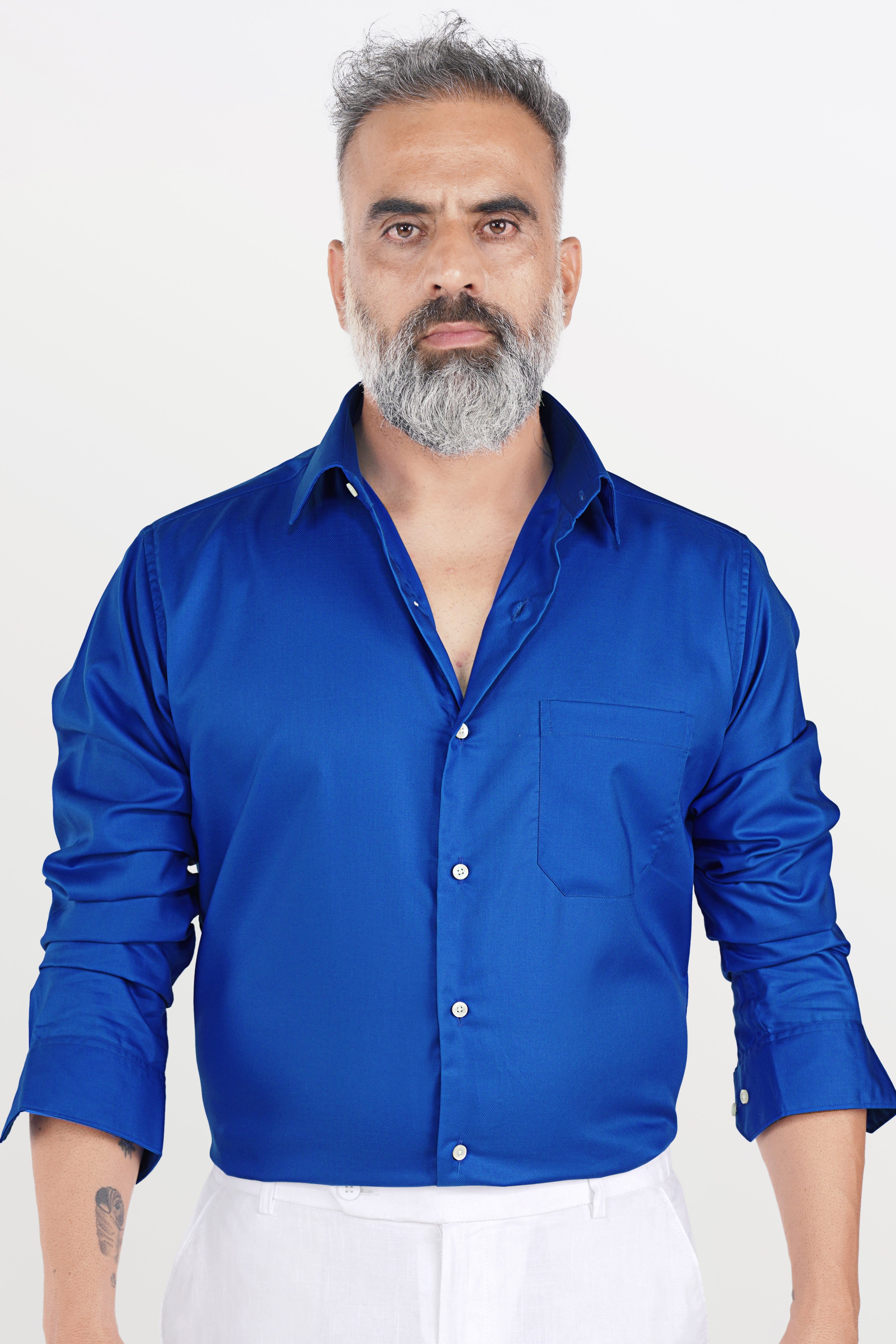 Tory Blue Twill Premium Cotton Shirt