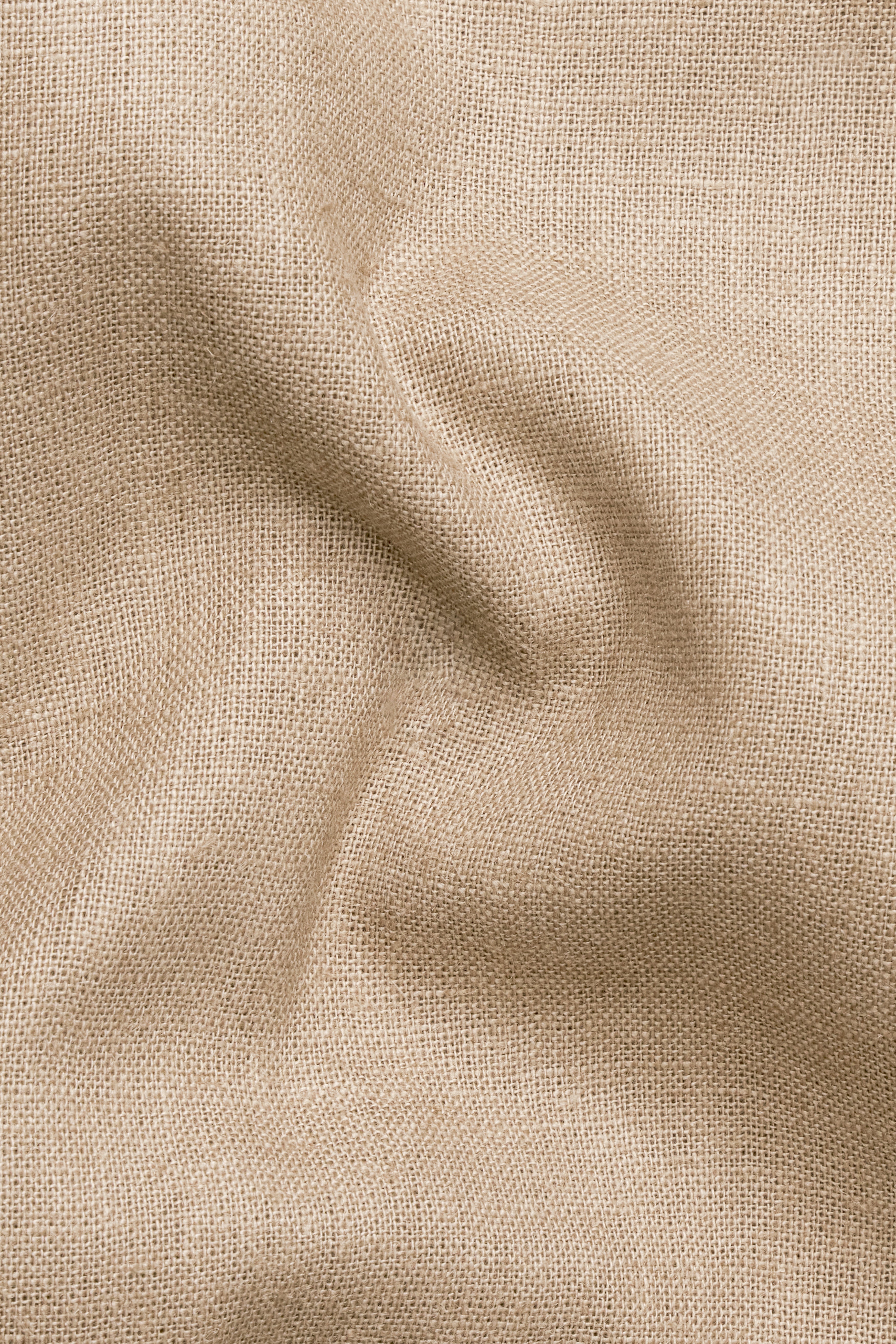 Fawn Brown Brand Name Patch Work Luxurious Linen Designer Shirt
