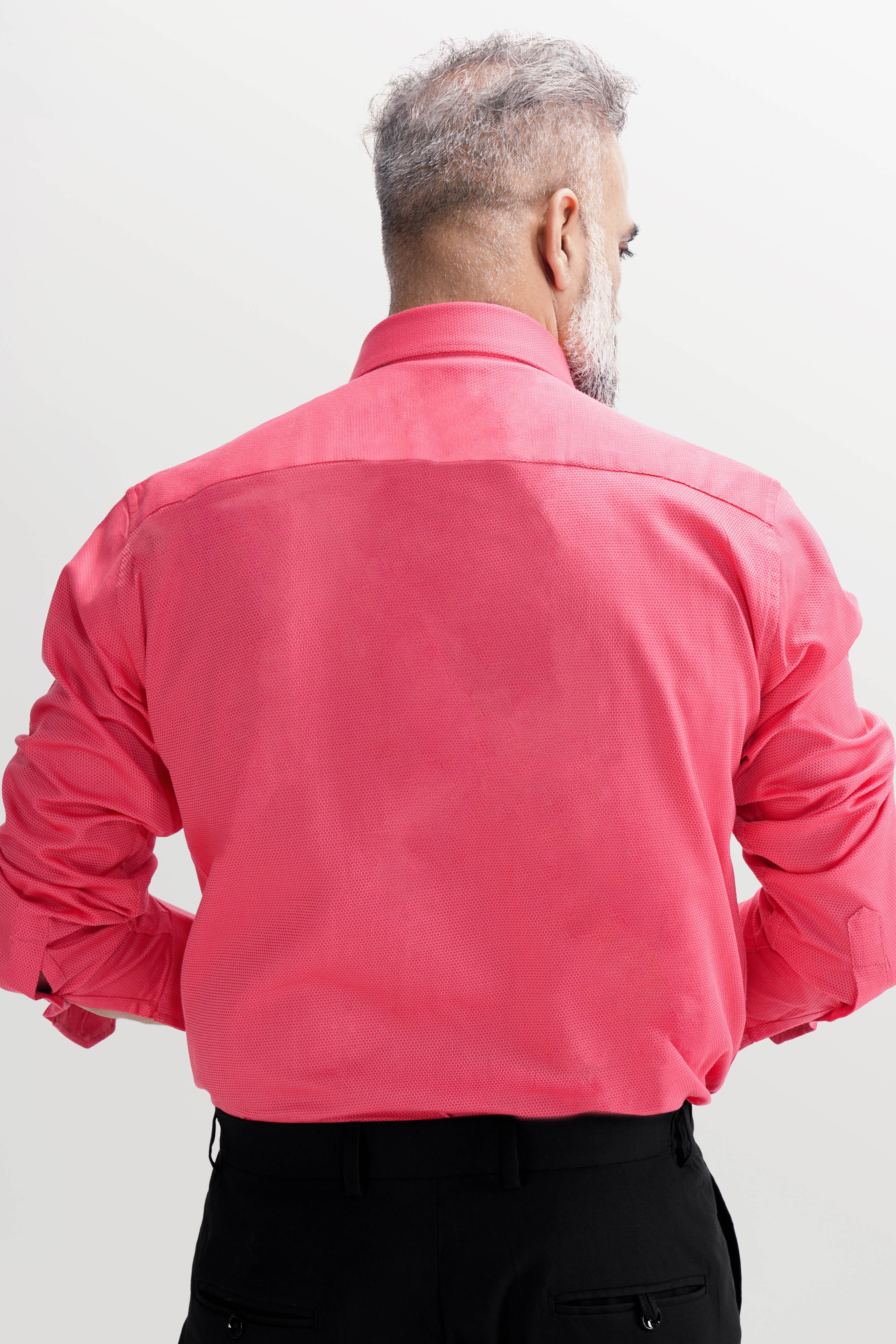 Rosy Pink Dobby Textured Premium Giza Cotton Shirt