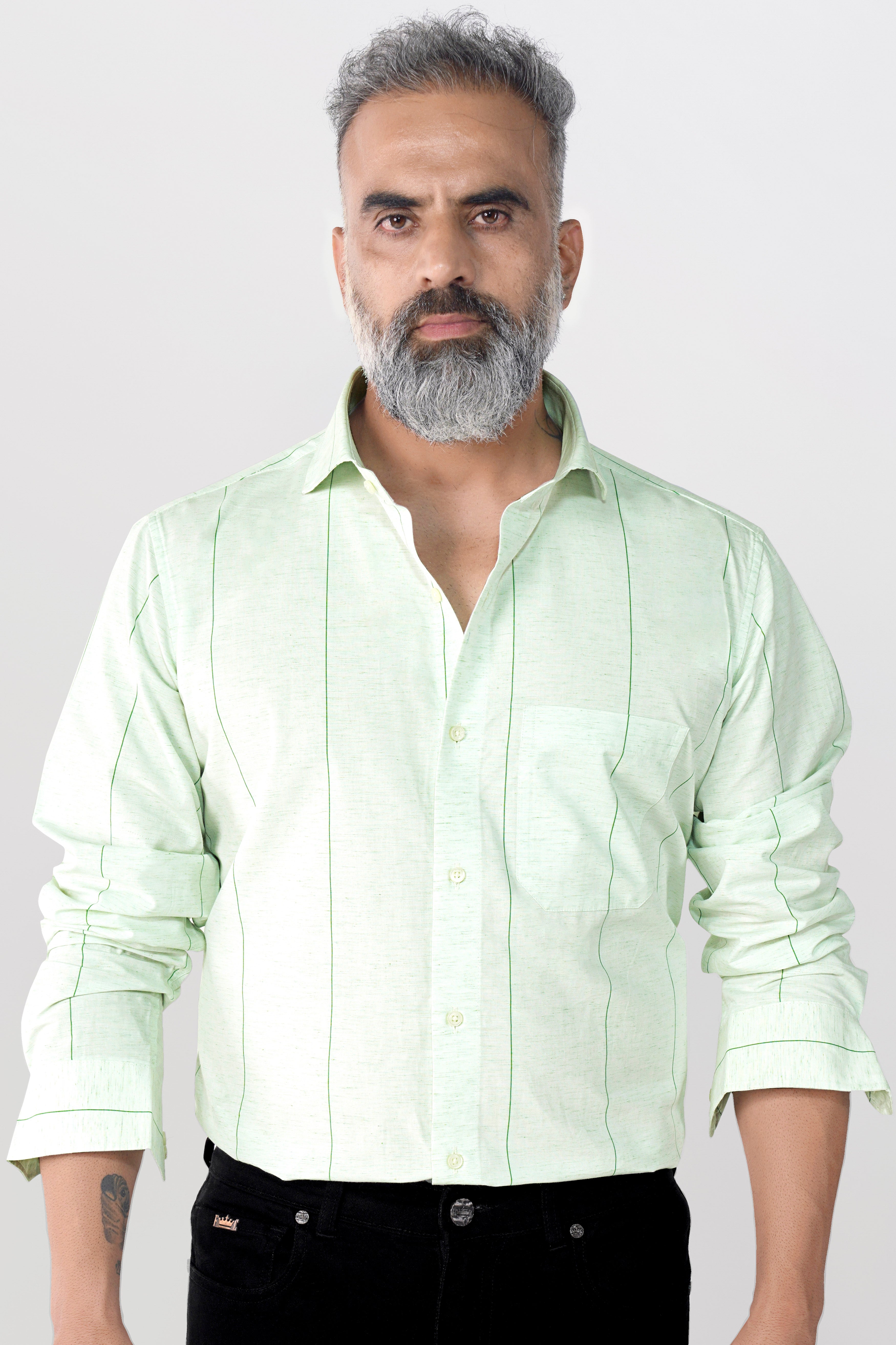 Periglacial Green Striped Chambray Shirt