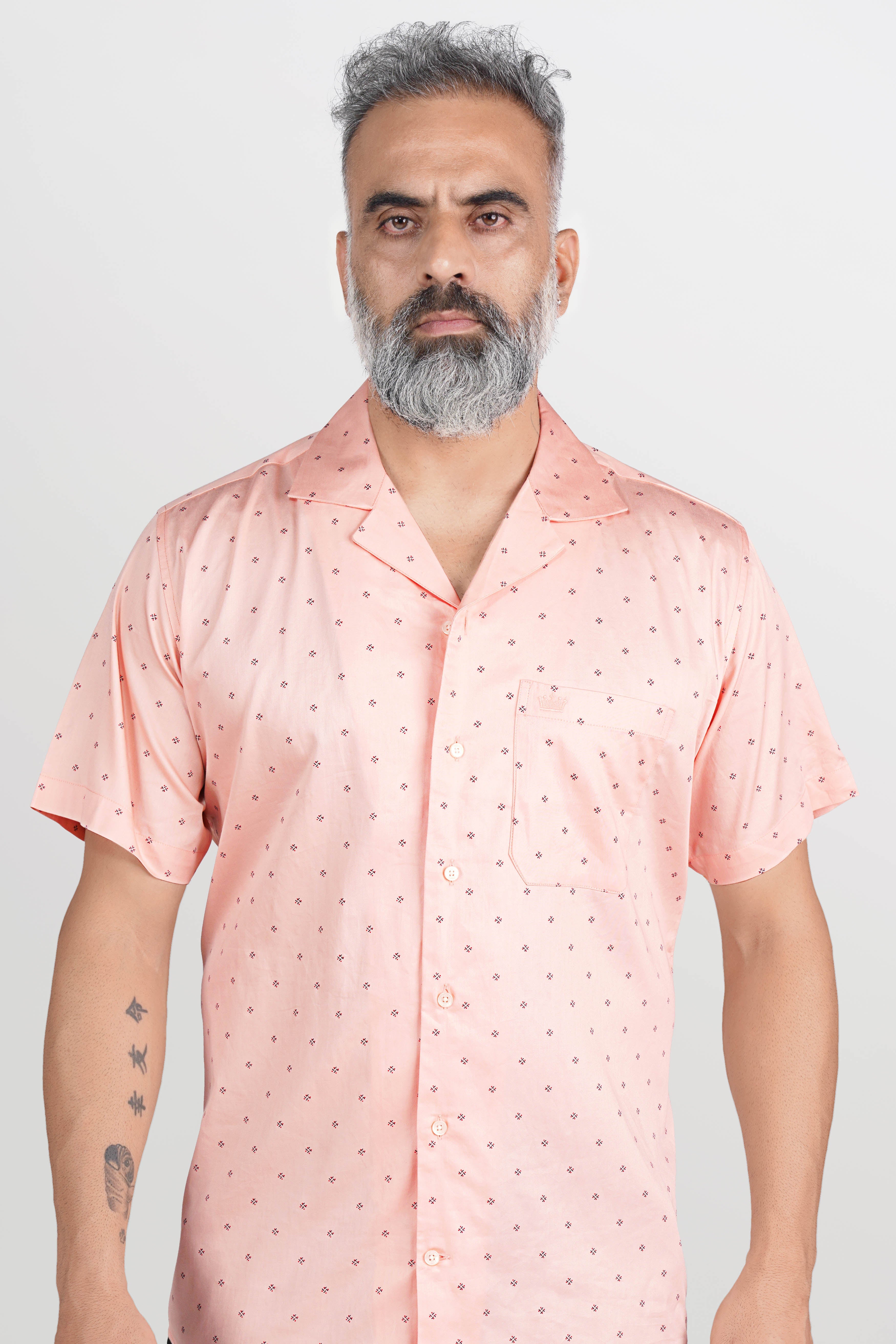 Watusi Peach Printed Super Soft Premium Cotton Shirt