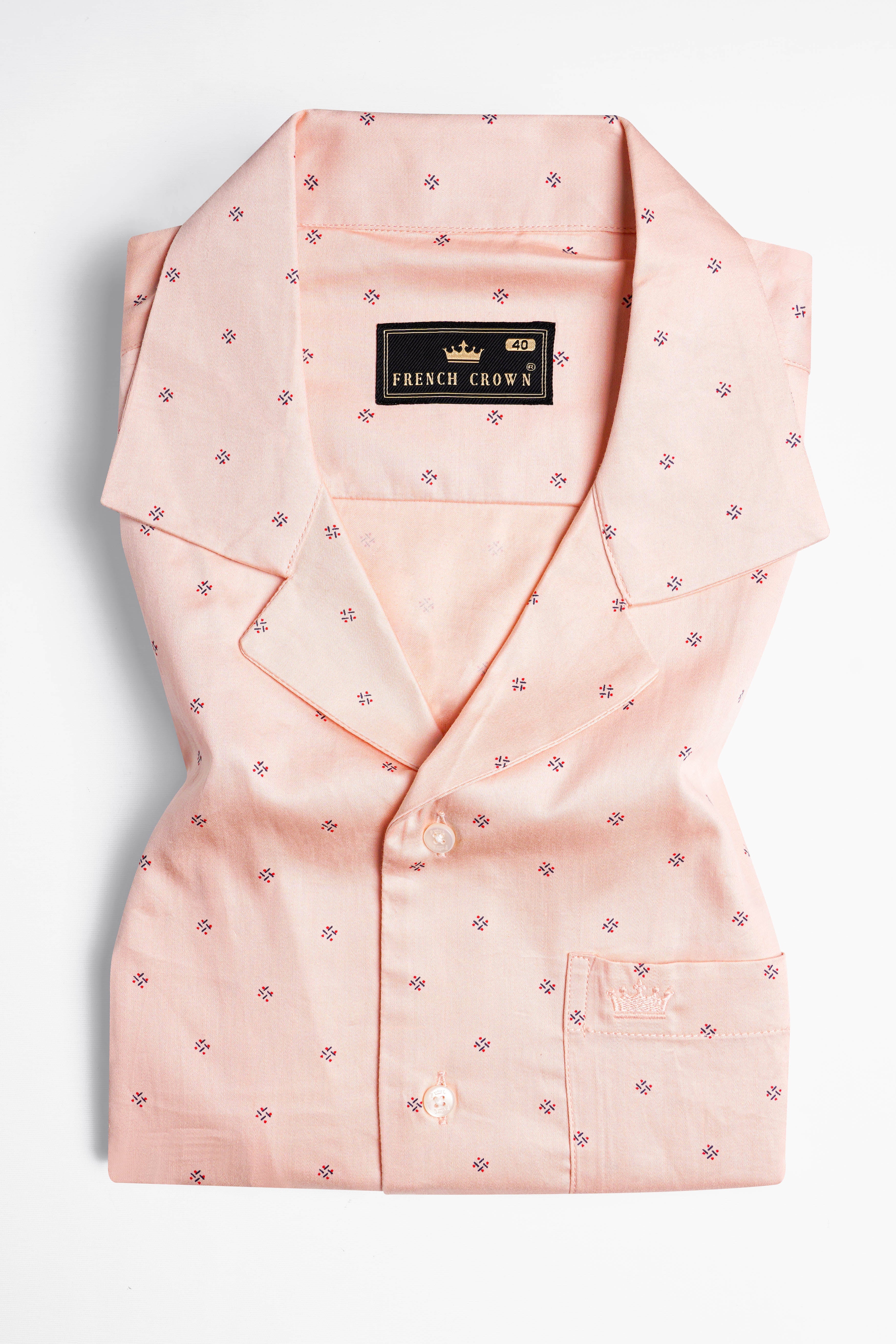 Watusi Peach Printed Super Soft Premium Cotton Shirt
