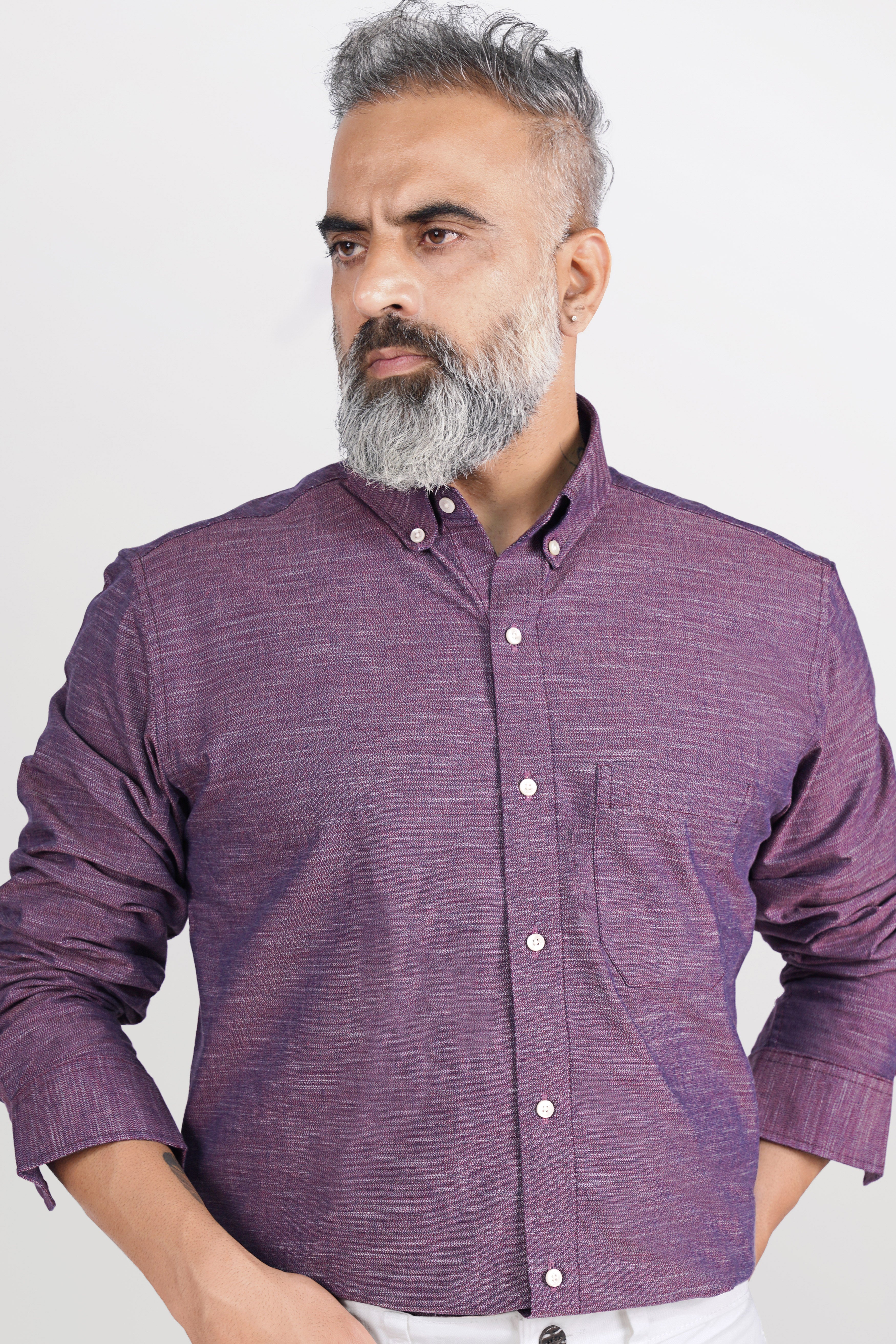 Byzantium Purple Chambray Button Down Shirt