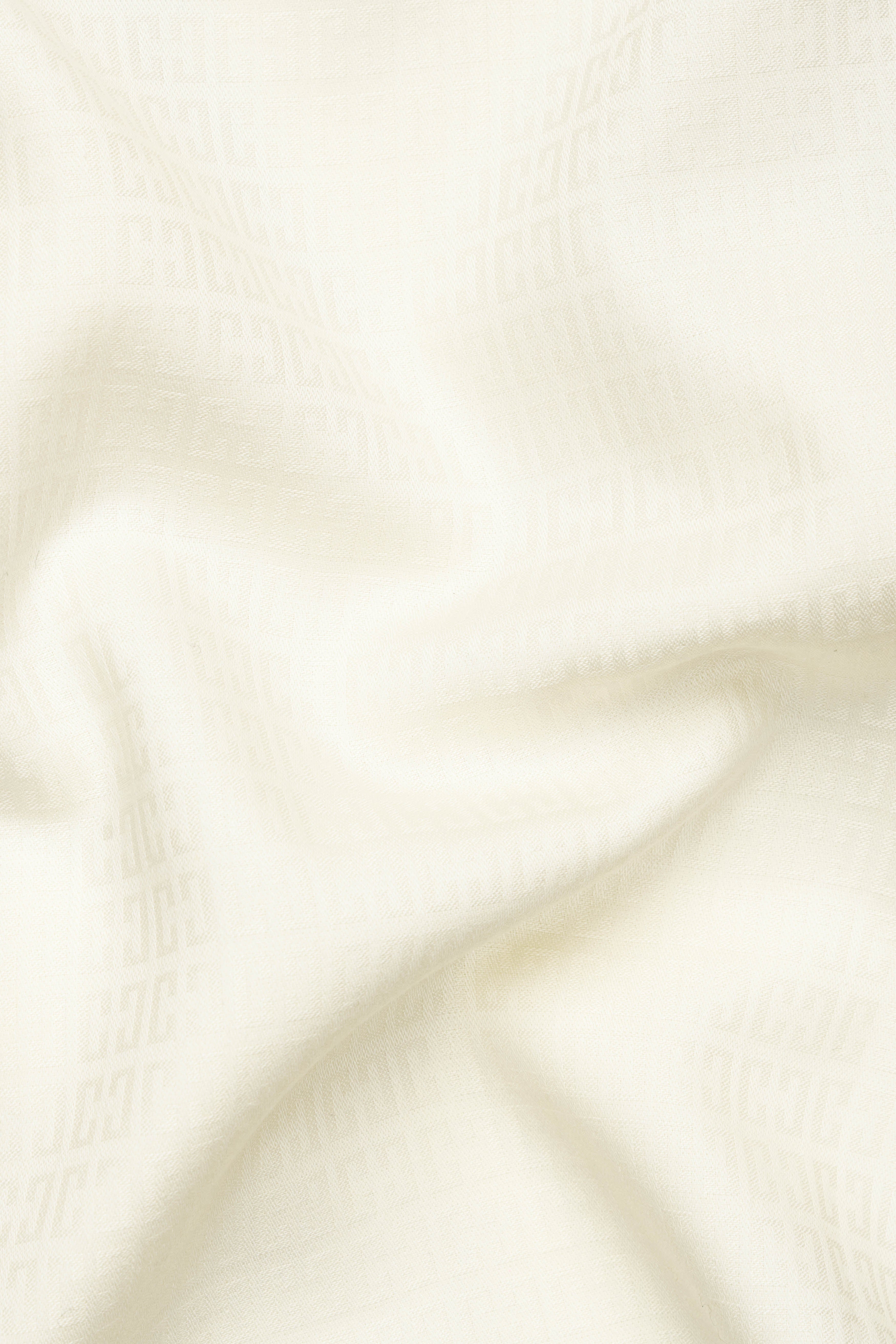 Eggshell Cream Dobby Textured Premium Giza Cotton Shirt