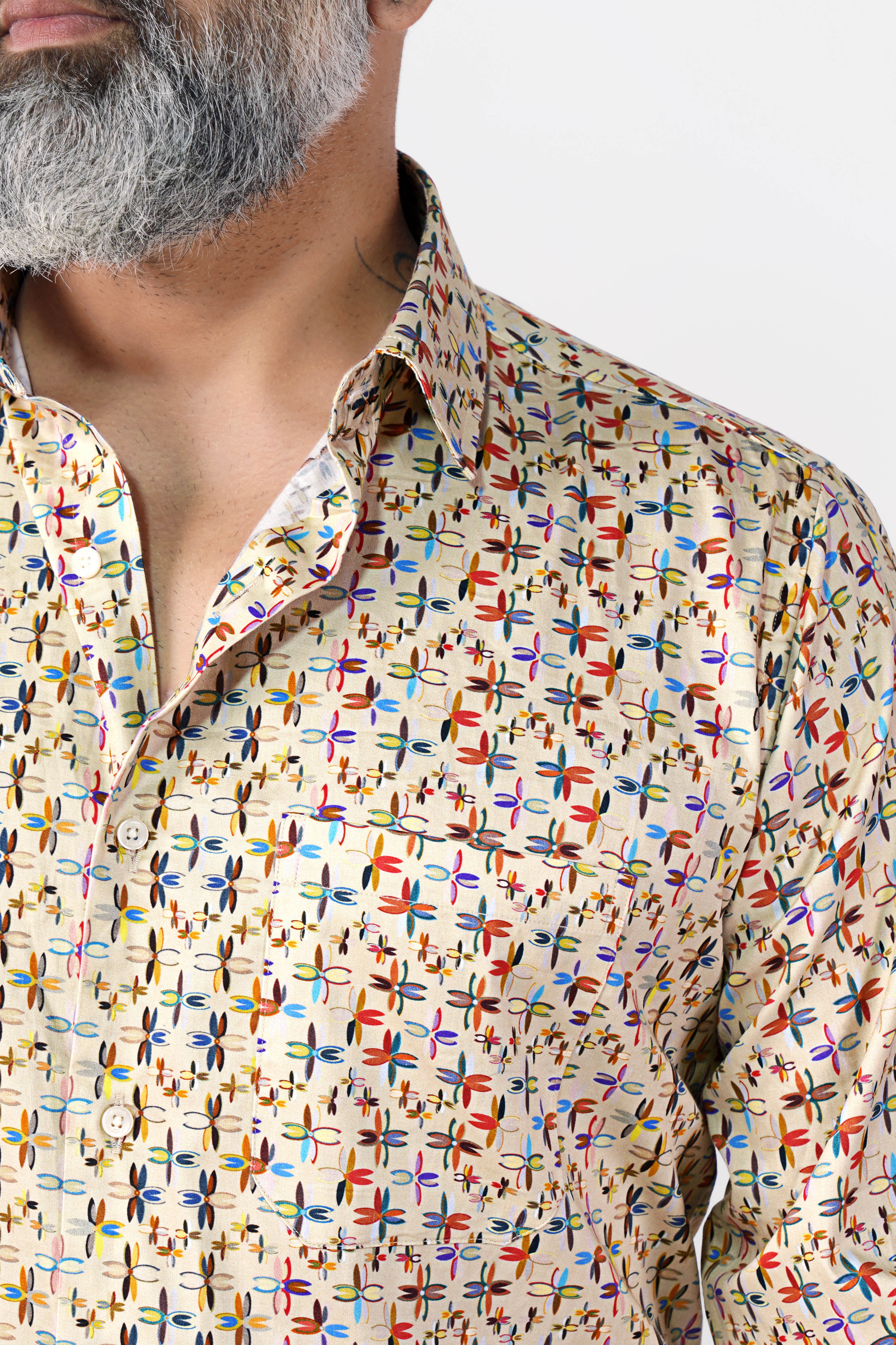Almond Brown Multicolour Printed Super Soft Premium Cotton Shirt