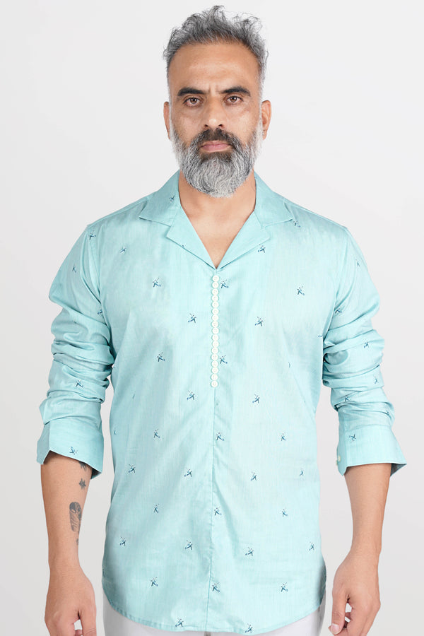 Sinbad Blue Printe Super Soft Premium Cotton Designer Shirt