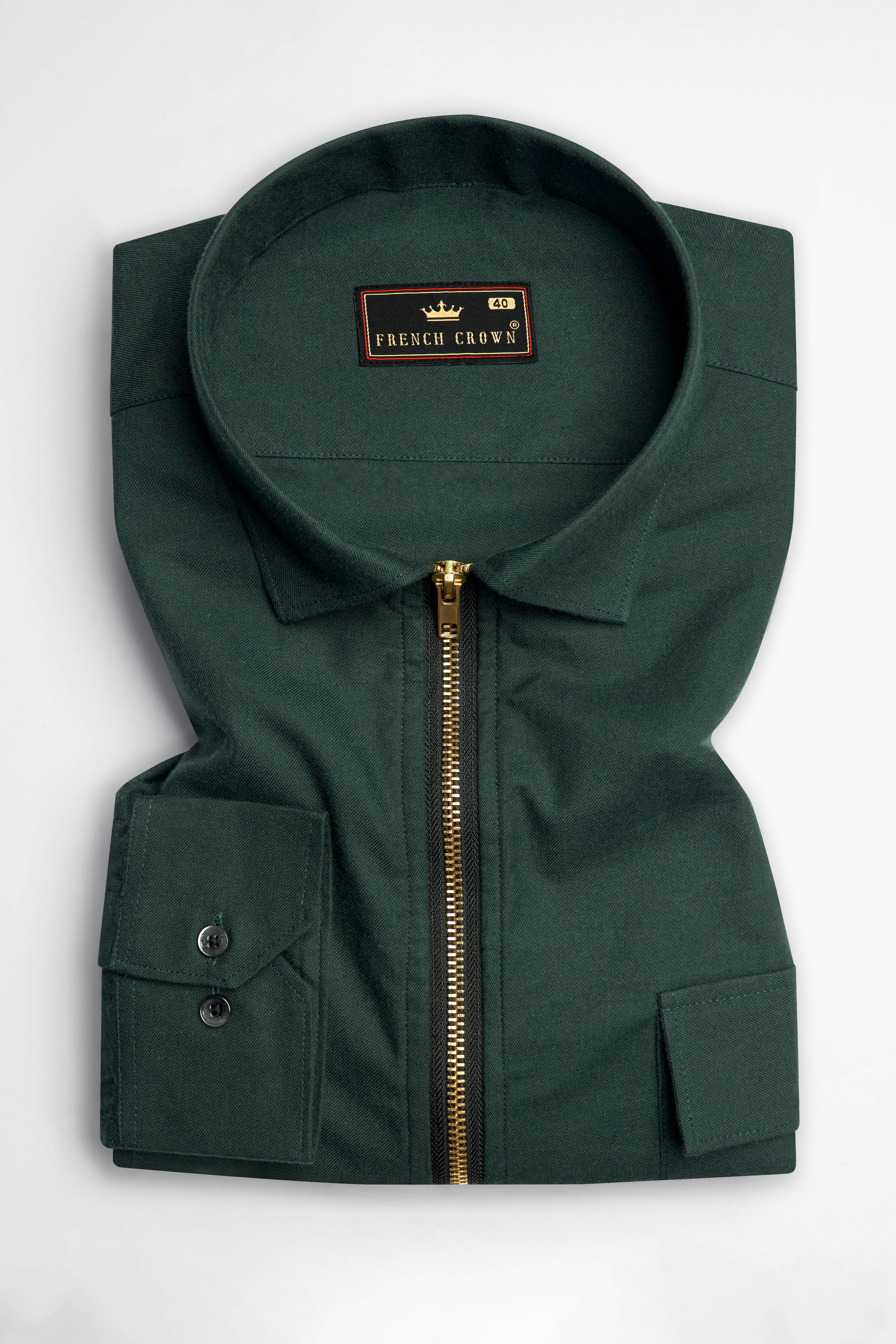 Gable Green Royal Oxford Shirt with Zipper Fastening