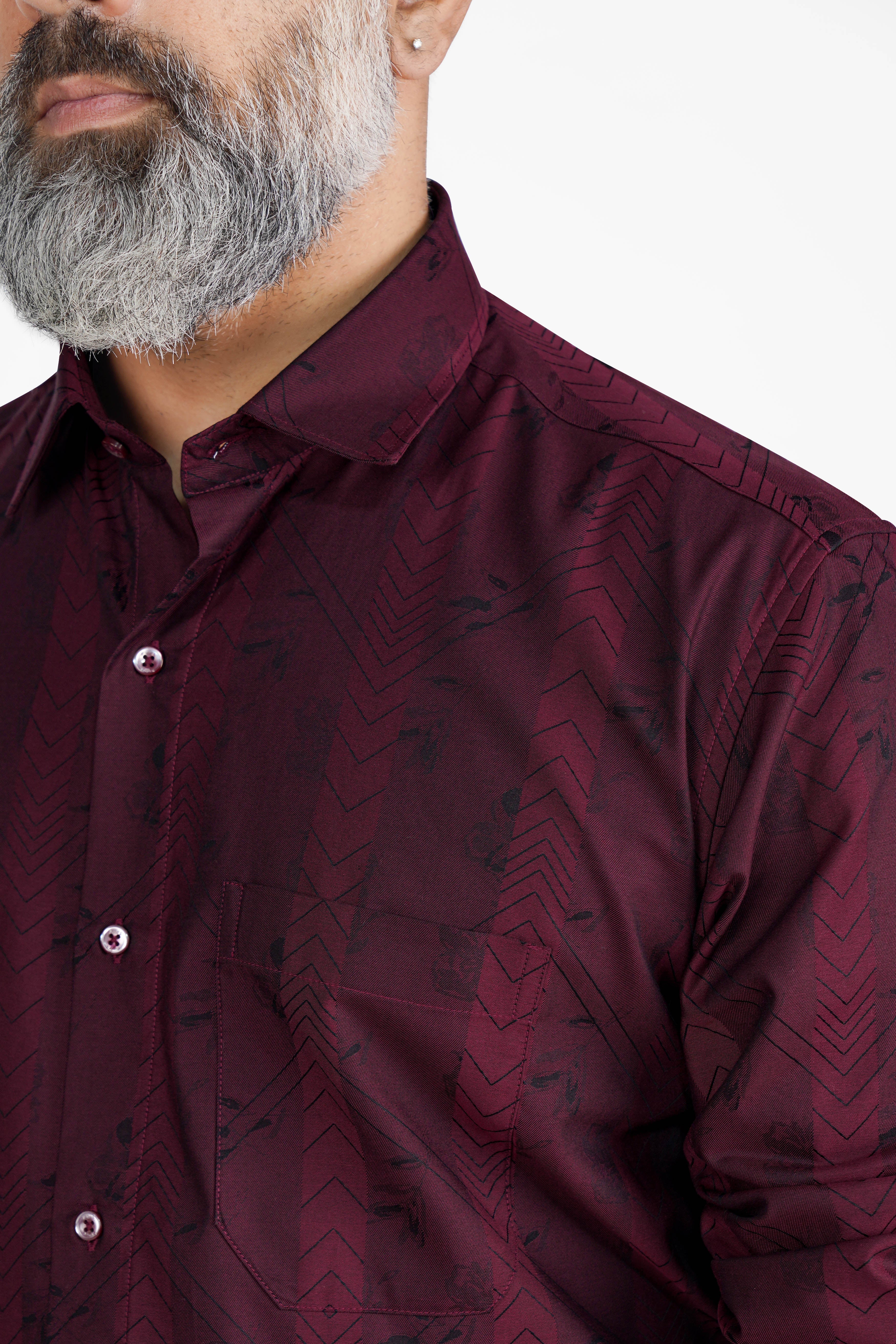 Eclipse Maroon Jacquard Textured Premium Giza Cotton Shirt