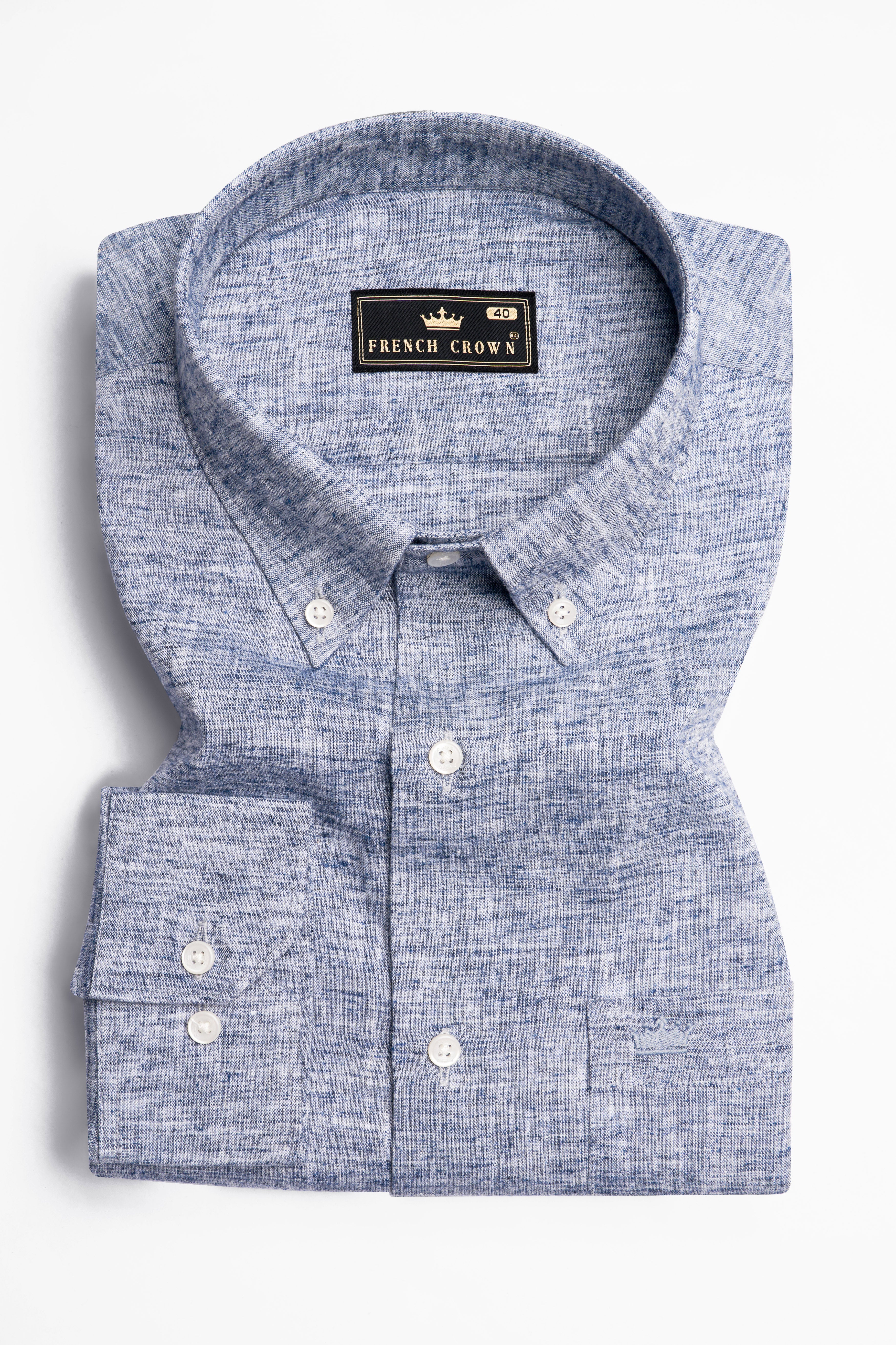 Cadet Gray Luxurious Linen Button-Down Shirt