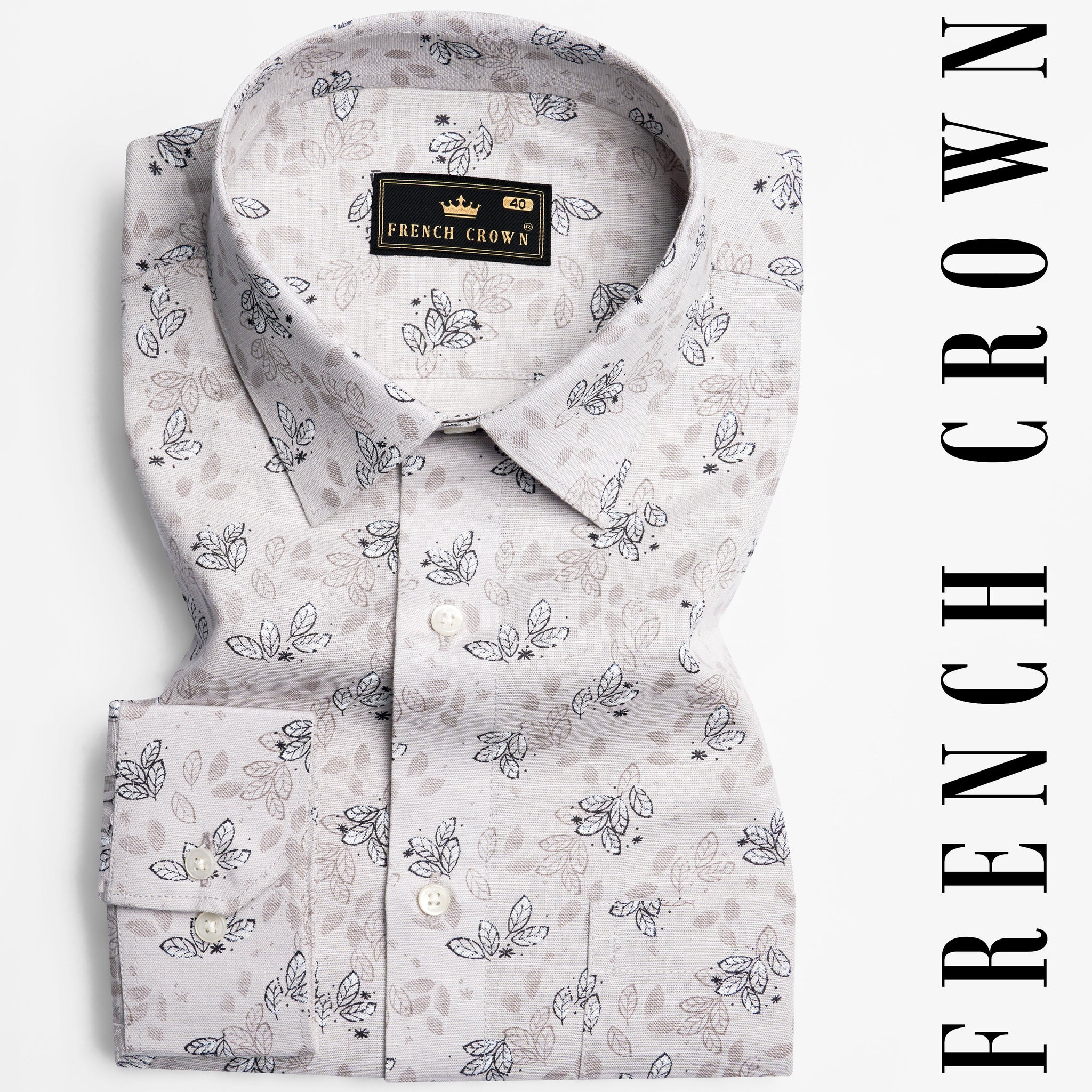 Timberwolf Gray Formal/Casual Prints Premium Cotton Shirt For Men