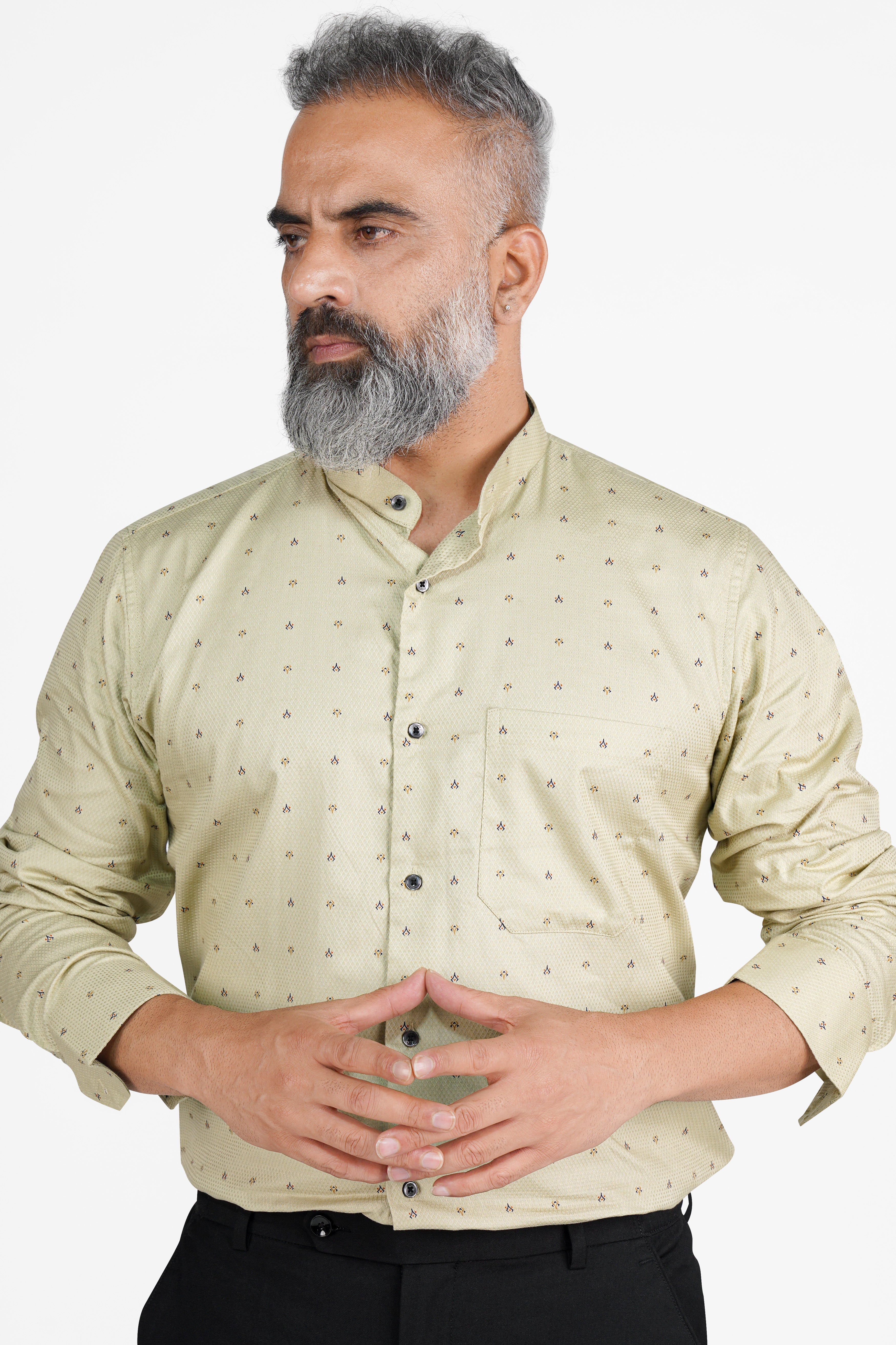 Bone Brown Dobby Textured Premium Giza Cotton Shirt