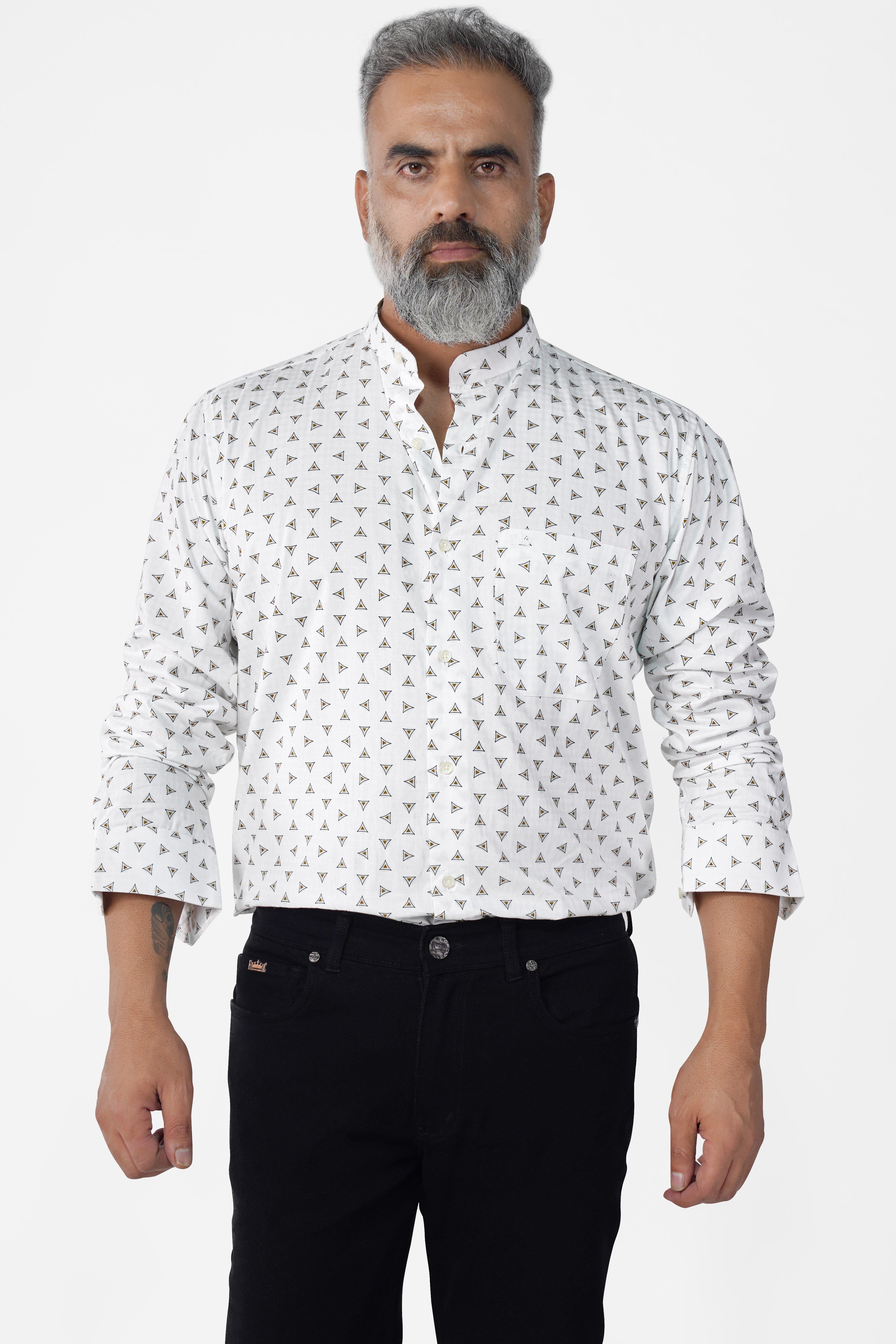Bright White Printed Super Soft Premium Cotton Shirt
