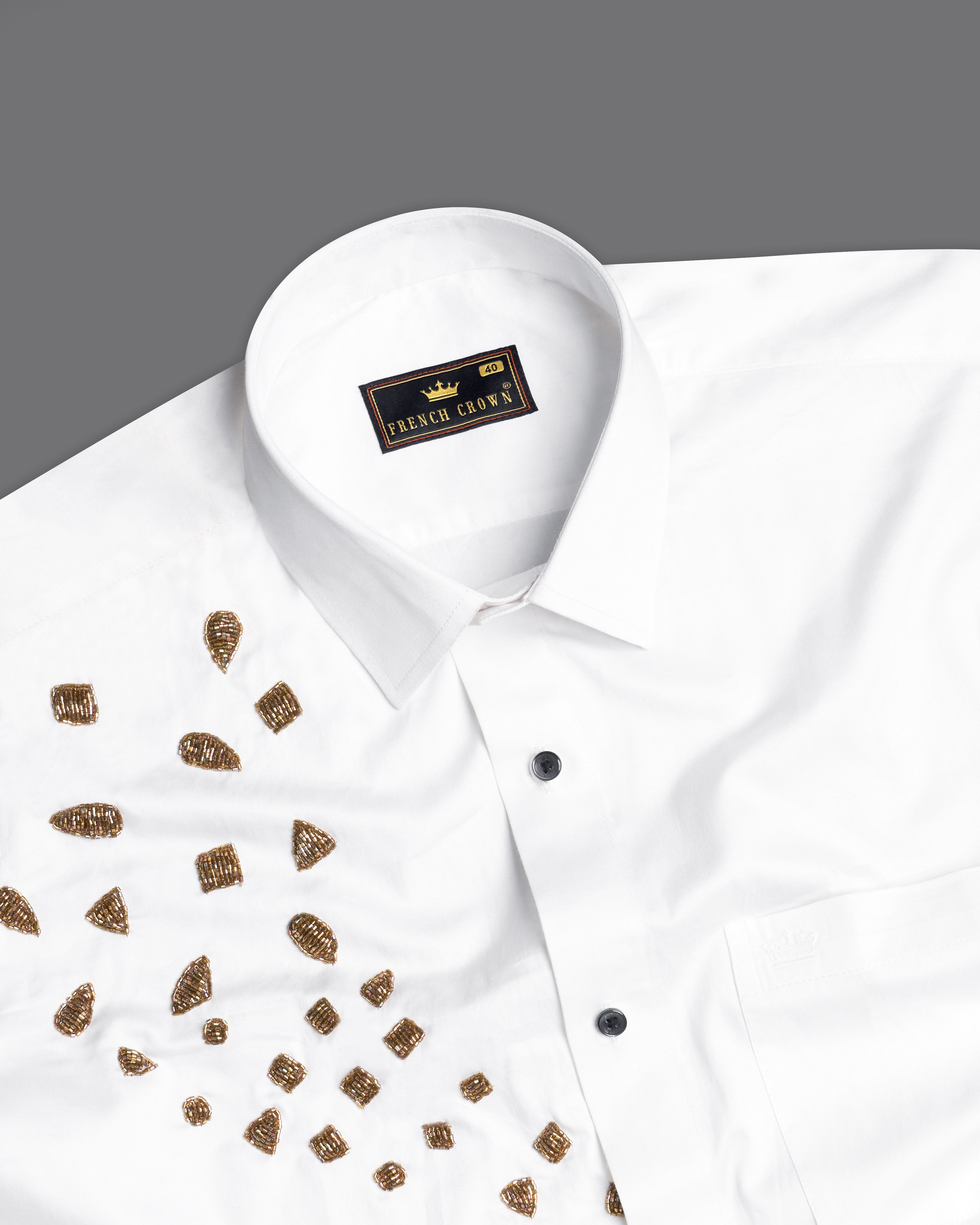 Bright White with Handcrafted Golden Beats Work Super Soft Premium Cotton Designer Shirt 1062-BLK-E093-38, 1062-BLK-E093-H-38, 1062-BLK-E093-39, 1062-BLK-E093-H-39, 1062-BLK-E093-40, 1062-BLK-E093-H-40, 1062-BLK-E093-42, 1062-BLK-E093-H-42, 1062-BLK-E093-44, 1062-BLK-E093-H-44, 1062-BLK-E093-46, 1062-BLK-E093-H-46, 1062-BLK-E093-48, 1062-BLK-E093-H-48, 1062-BLK-E093-50, 1062-BLK-E093-H-50, 1062-BLK-E093-52, 1062-BLK-E093-H-52