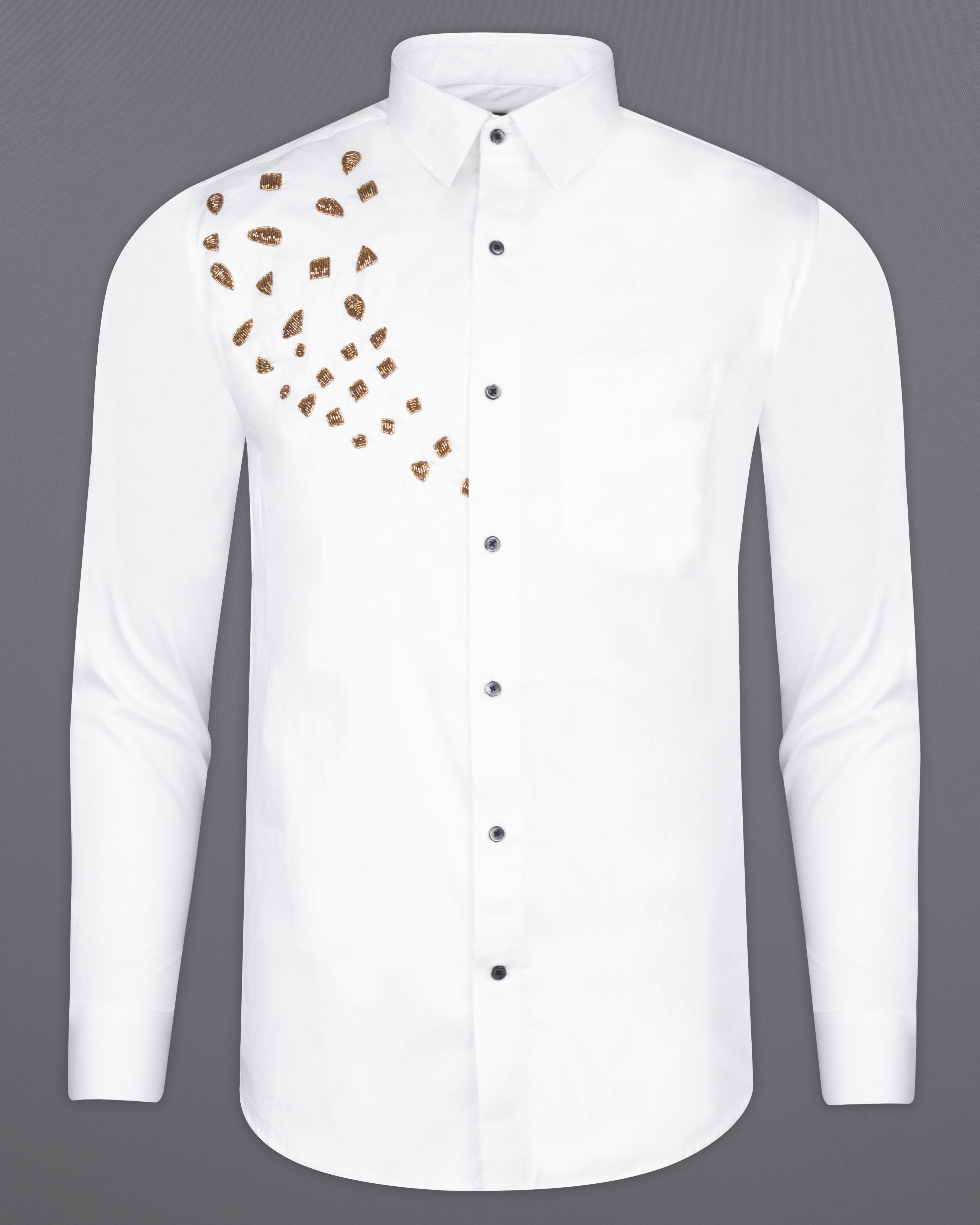 Bright White with Handcrafted Golden Beats Work Super Soft Premium Cotton Designer Shirt 1062-BLK-E093-38, 1062-BLK-E093-H-38, 1062-BLK-E093-39, 1062-BLK-E093-H-39, 1062-BLK-E093-40, 1062-BLK-E093-H-40, 1062-BLK-E093-42, 1062-BLK-E093-H-42, 1062-BLK-E093-44, 1062-BLK-E093-H-44, 1062-BLK-E093-46, 1062-BLK-E093-H-46, 1062-BLK-E093-48, 1062-BLK-E093-H-48, 1062-BLK-E093-50, 1062-BLK-E093-H-50, 1062-BLK-E093-52, 1062-BLK-E093-H-52