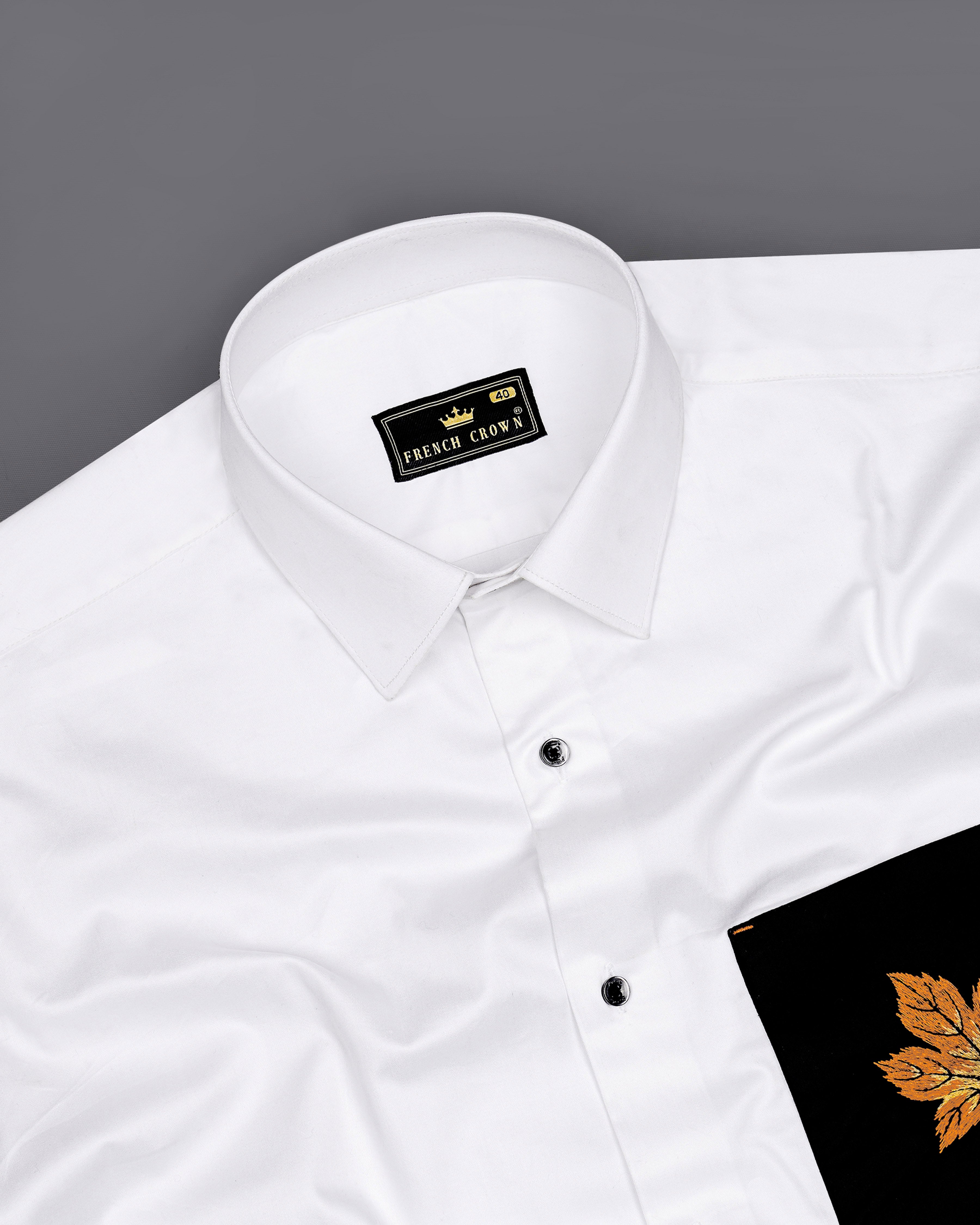 Bright White with Black Pocket and Leaves Embroidered Super Soft Premium Cotton Shirt 1062-BLK-P494-38, 1062-BLK-P494-H-38, 1062-BLK-P494-39, 1062-BLK-P494-H-39, 1062-BLK-P494-40, 1062-BLK-P494-H-40, 1062-BLK-P494-42, 1062-BLK-P494-H-42, 1062-BLK-P494-44, 1062-BLK-P494-H-44, 1062-BLK-P494-46, 1062-BLK-P494-H-46, 1062-BLK-P494-48, 1062-BLK-P494-H-48, 1062-BLK-P494-50, 1062-BLK-P494-H-50, 1062-BLK-P494-52, 1062-BLK-P494-H-52