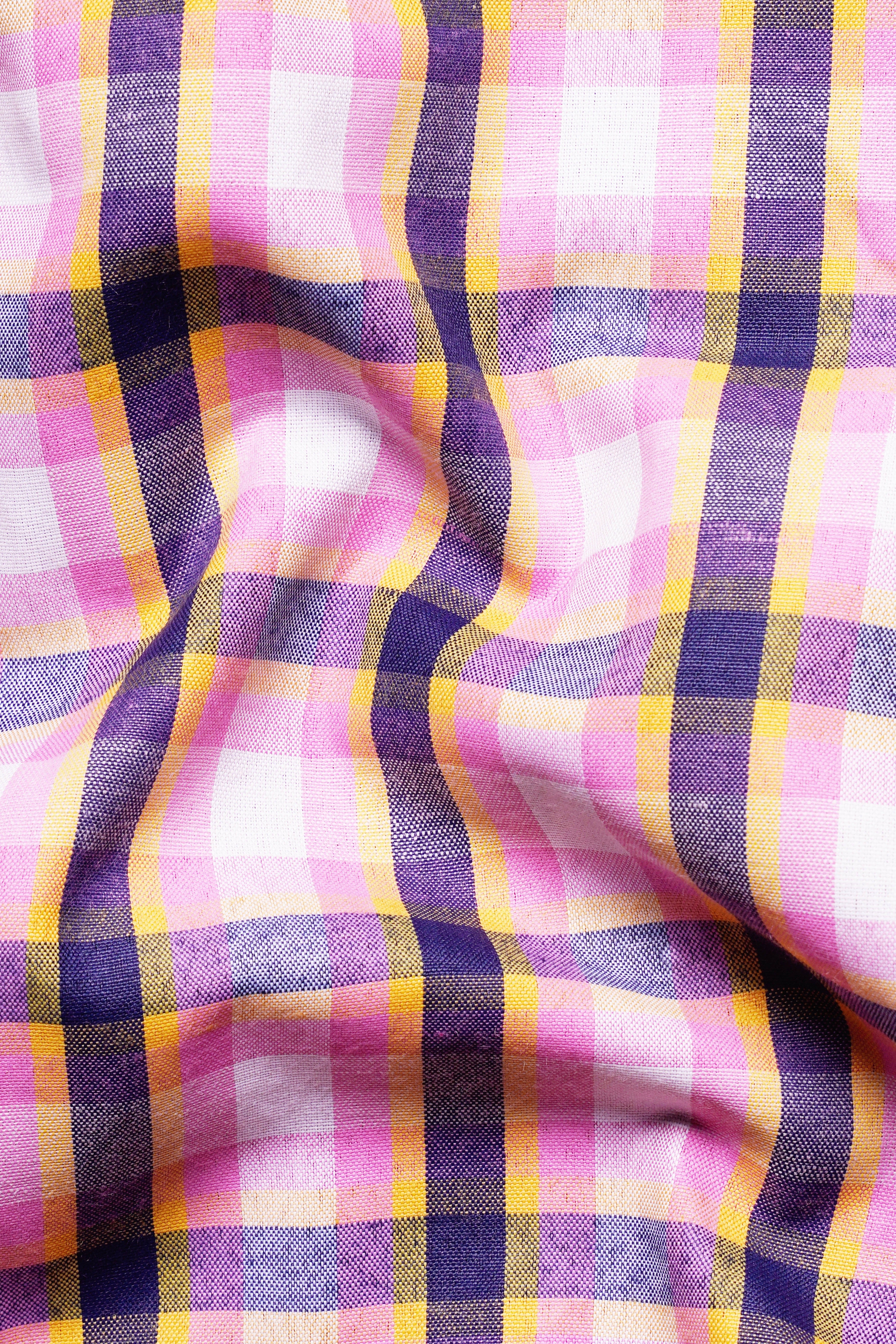 Orchid Pink and Iris Purple Checkered Premium Cotton Shirt