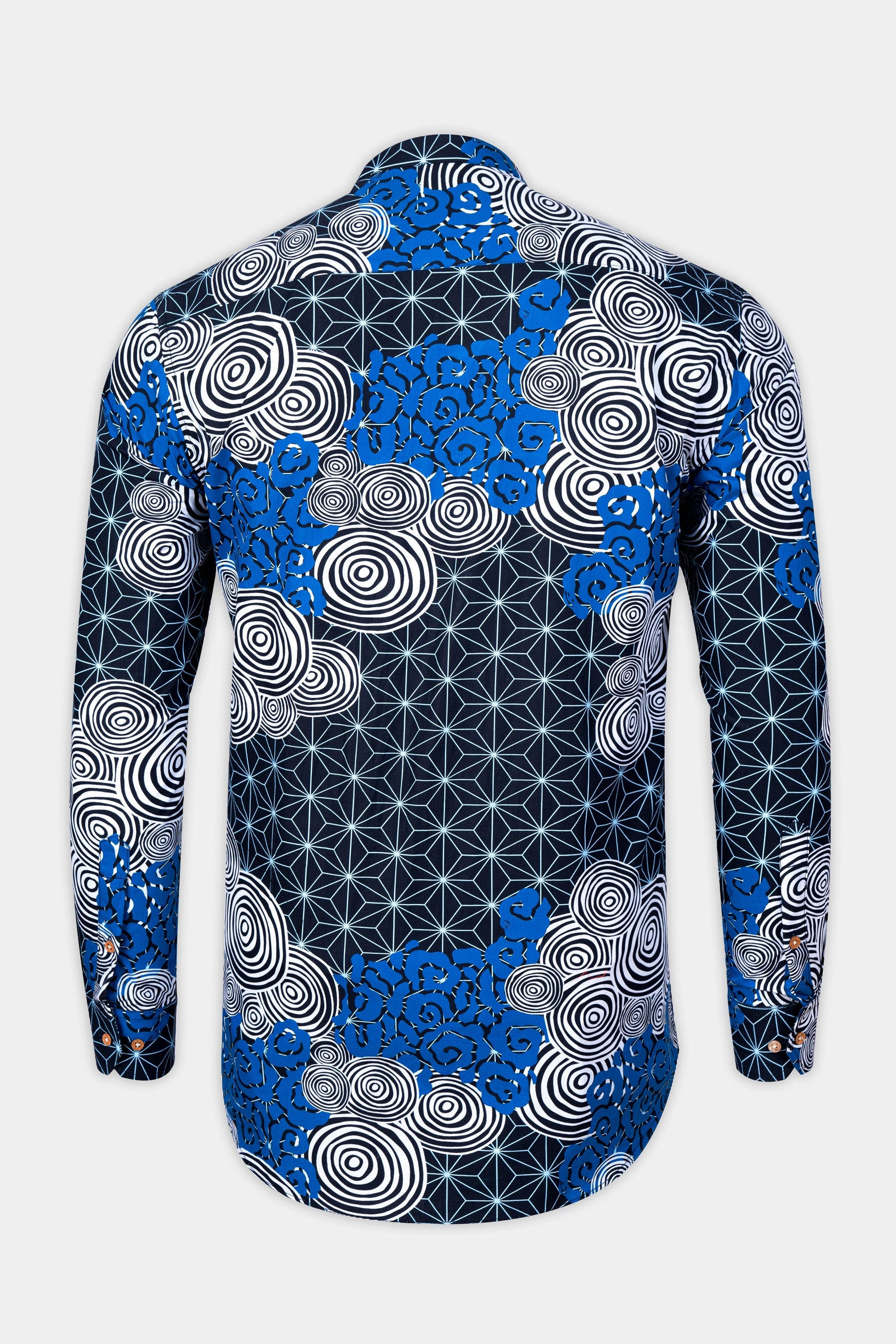 Jade Black And French Blue with Galactic Printed Premium Cotton Kurta Shirt